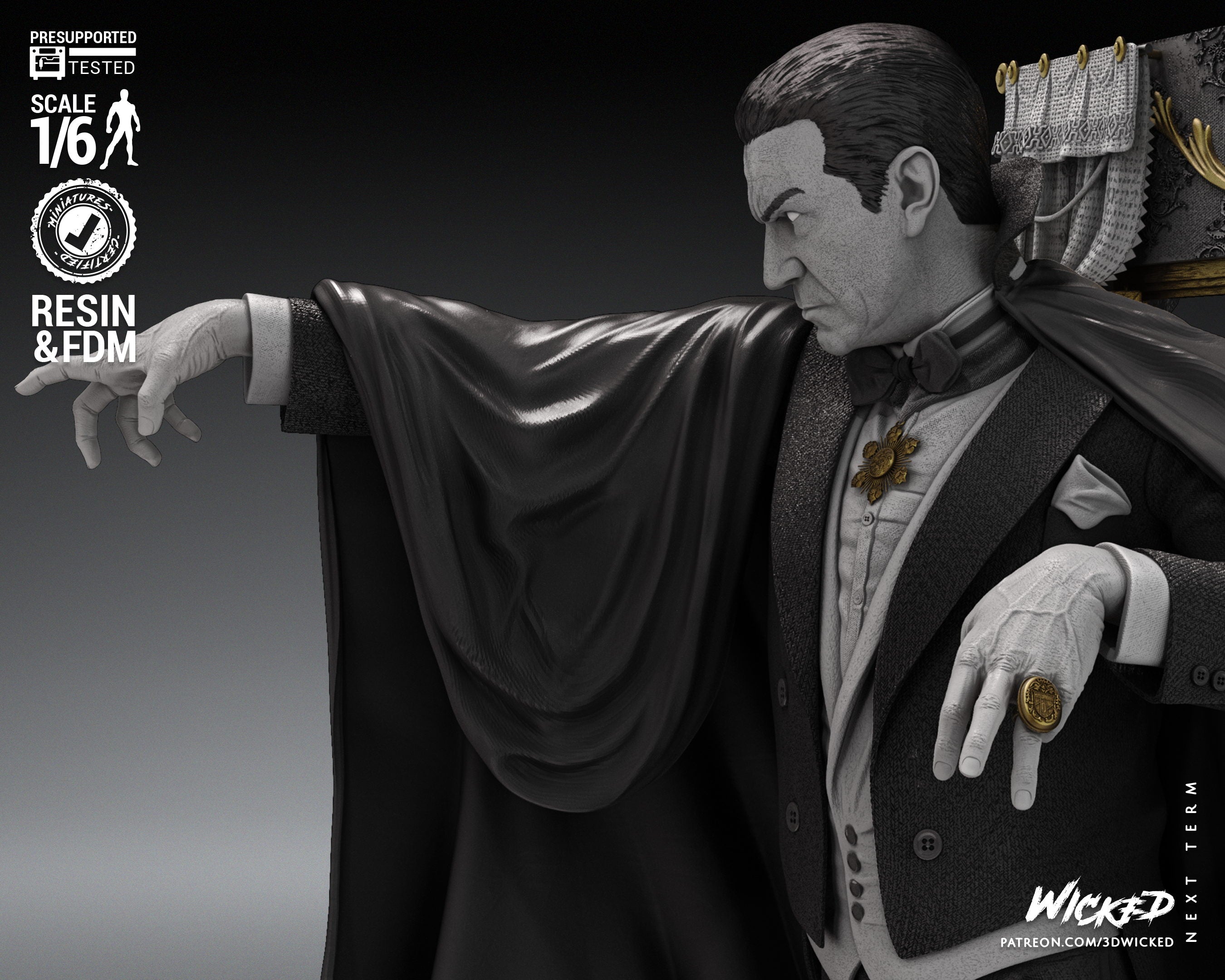 Dracula (Fan Art) Statue - 6 or 12 scale (360mm or 180mm) - 3D Print