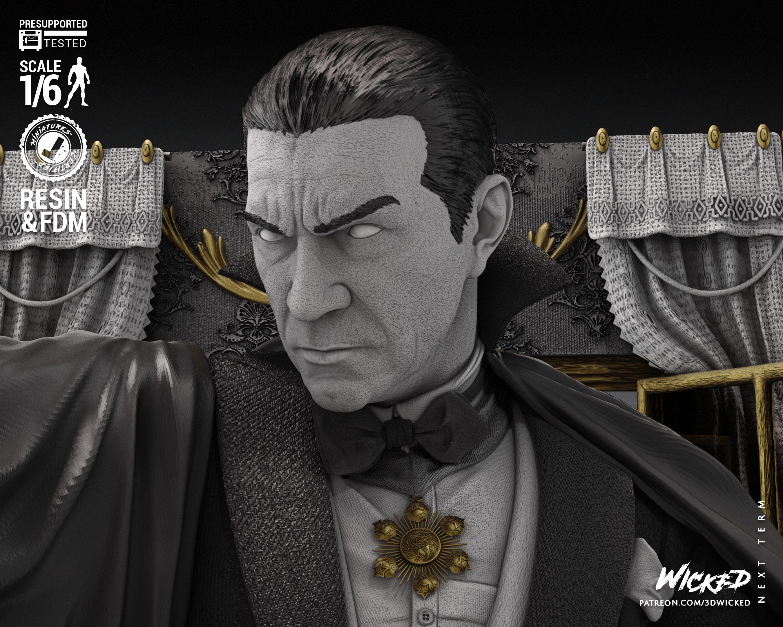 Dracula (Fan Art) Statue - 6 or 12 scale (360mm or 180mm) - 3D Print