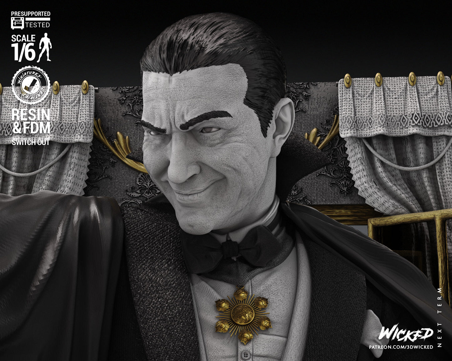 Dracula (Fan Art) Statue - 6 or 12 scale (360mm or 180mm) - 3D Print