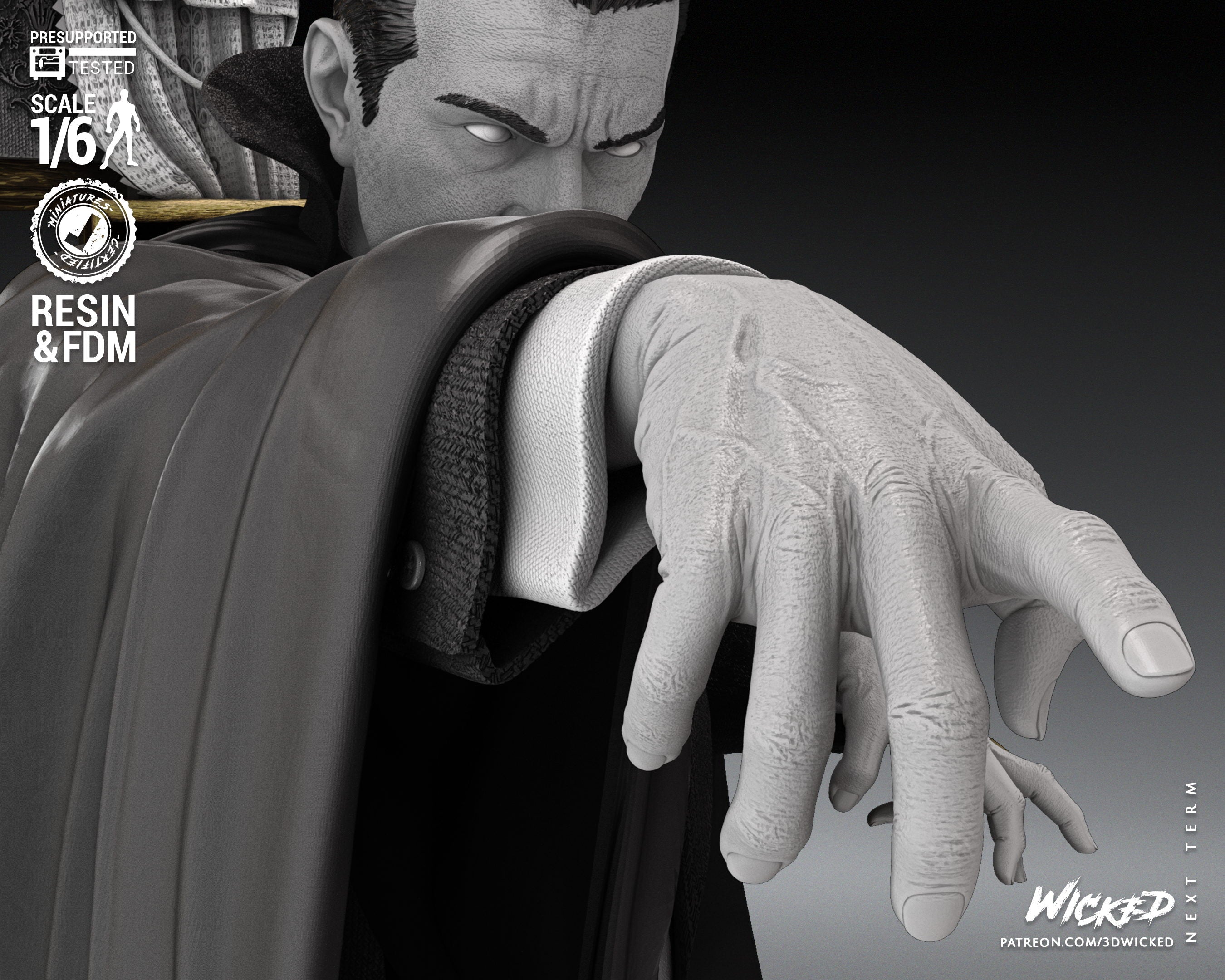 Dracula (Fan Art) Statue - 6 or 12 scale (360mm or 180mm) - 3D Print