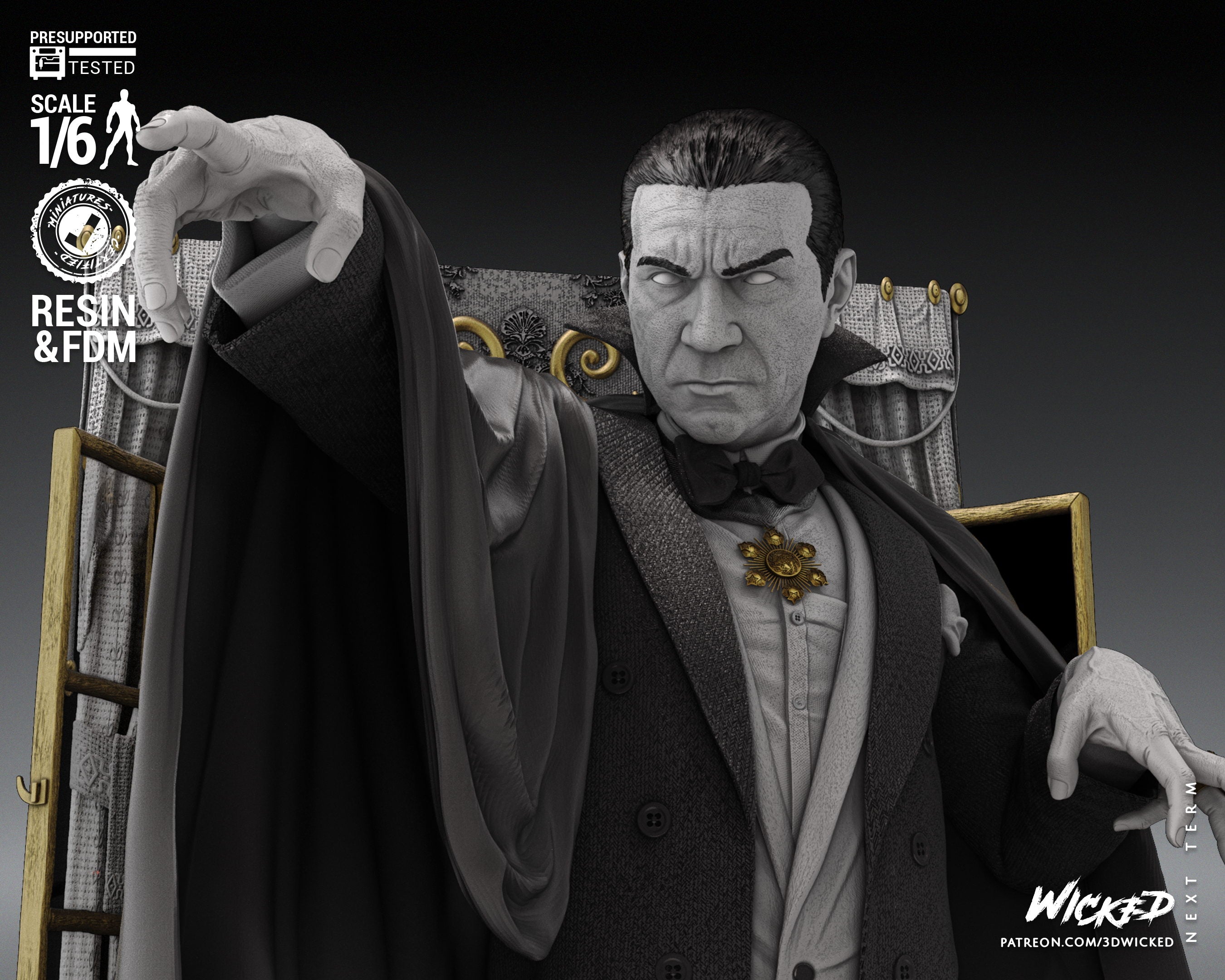 Dracula (Fan Art) Statue - 6 or 12 scale (360mm or 180mm) - 3D Print