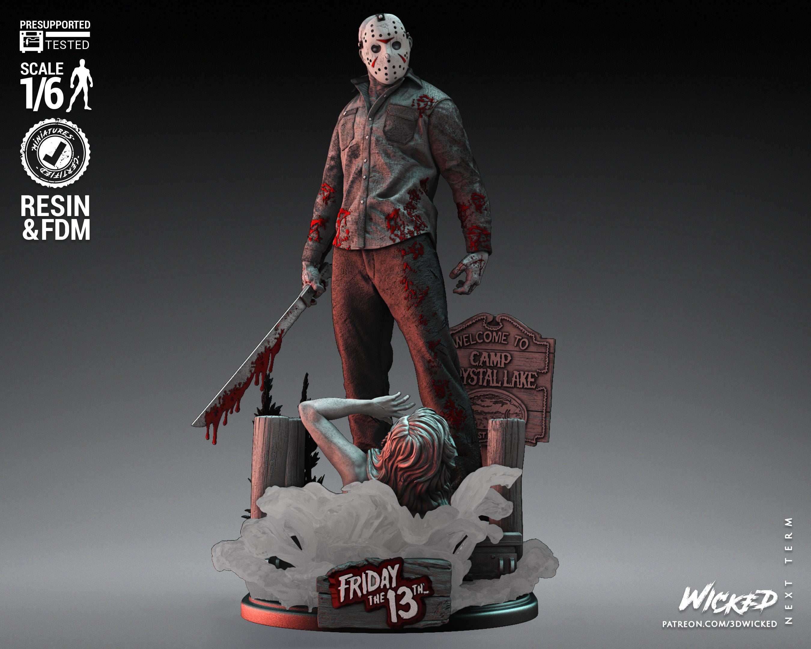 Jason (Fan Art) Sculpture - 6 or 12 scale (440mm or 220mm) - 3D Print