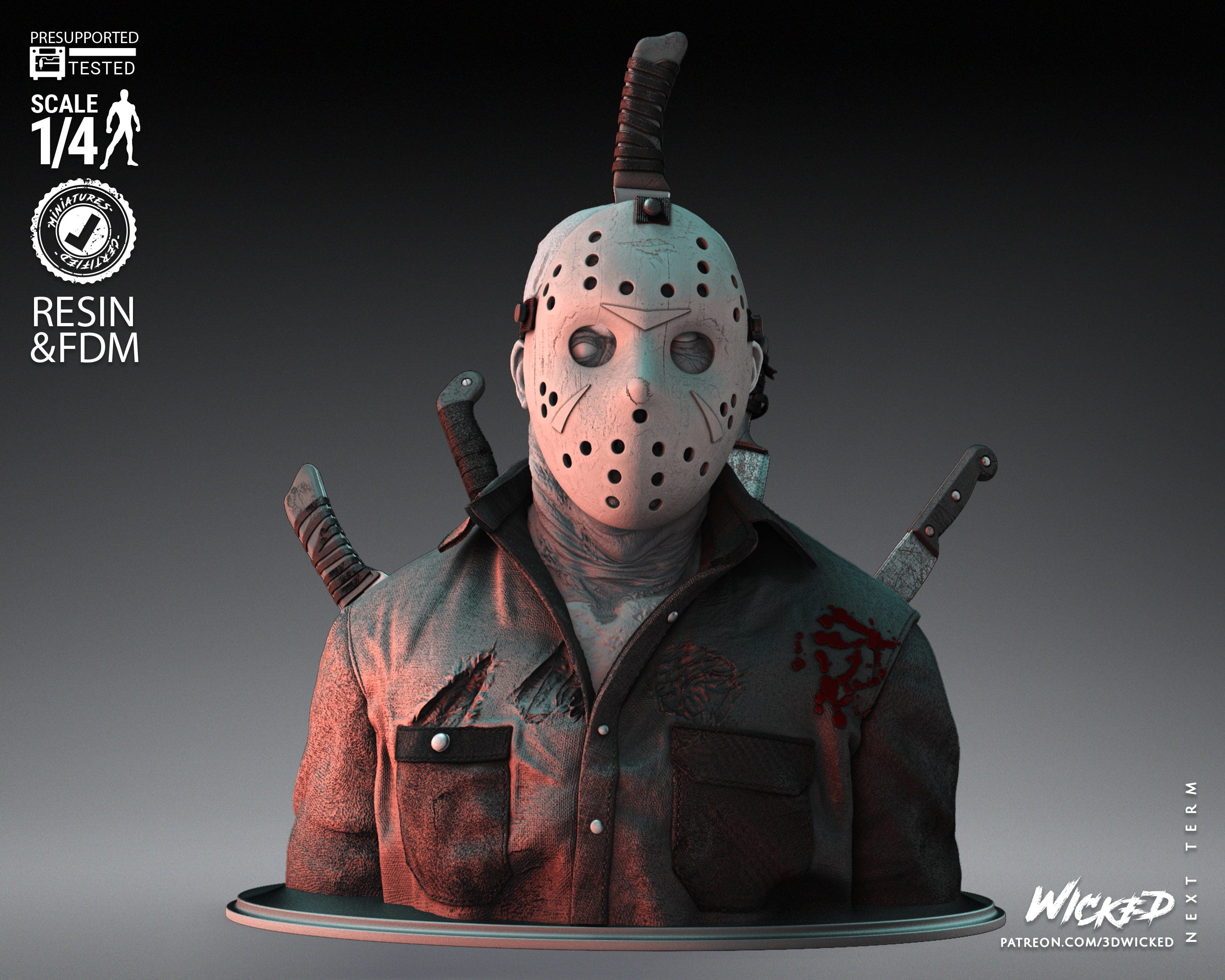 Jason (Fan Art) Bust - 4 or 8 scale (315mm or 158mm) - 3D Print