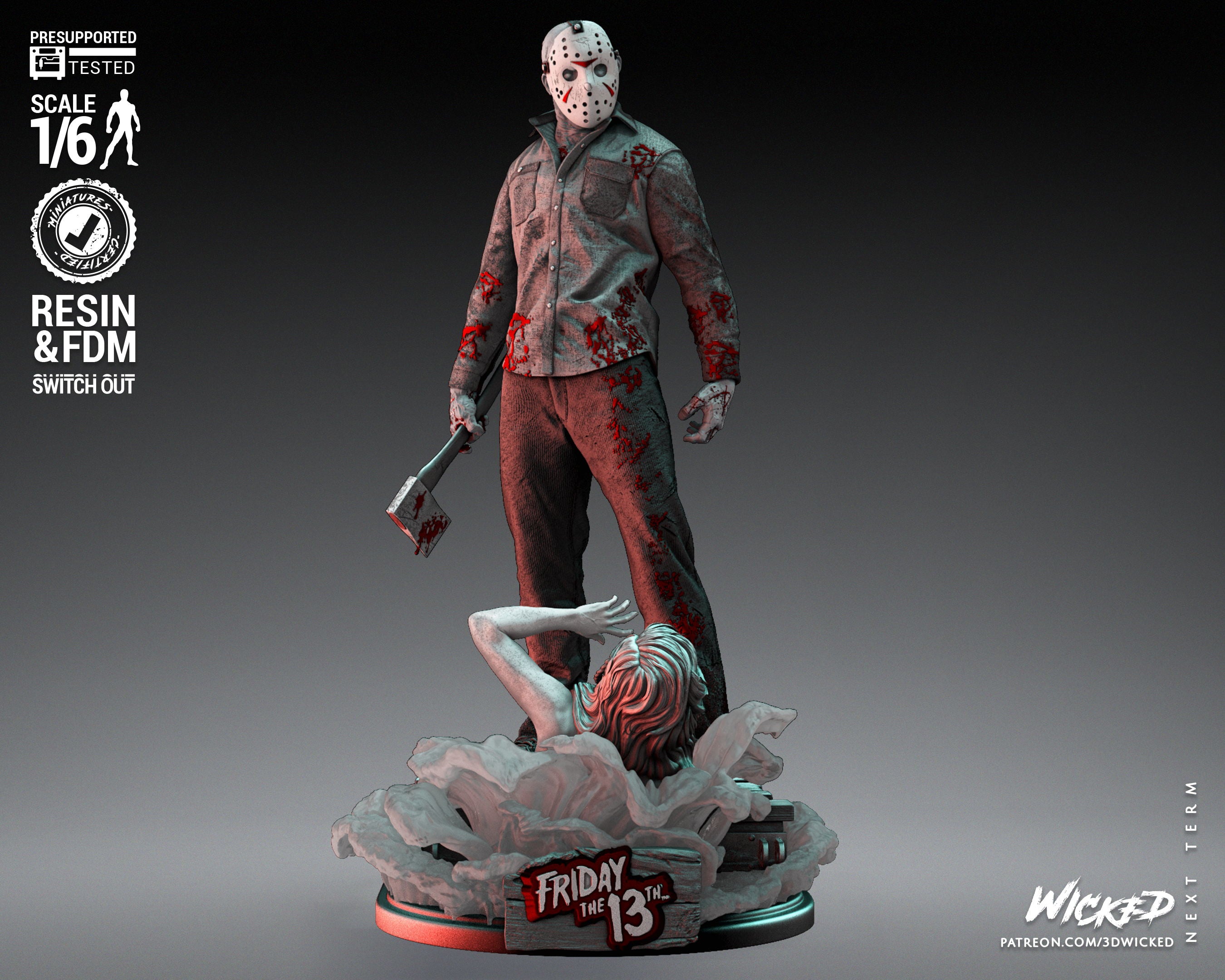 Jason (Fan Art) Sculpture - 6 or 12 scale (440mm or 220mm) - 3D Print