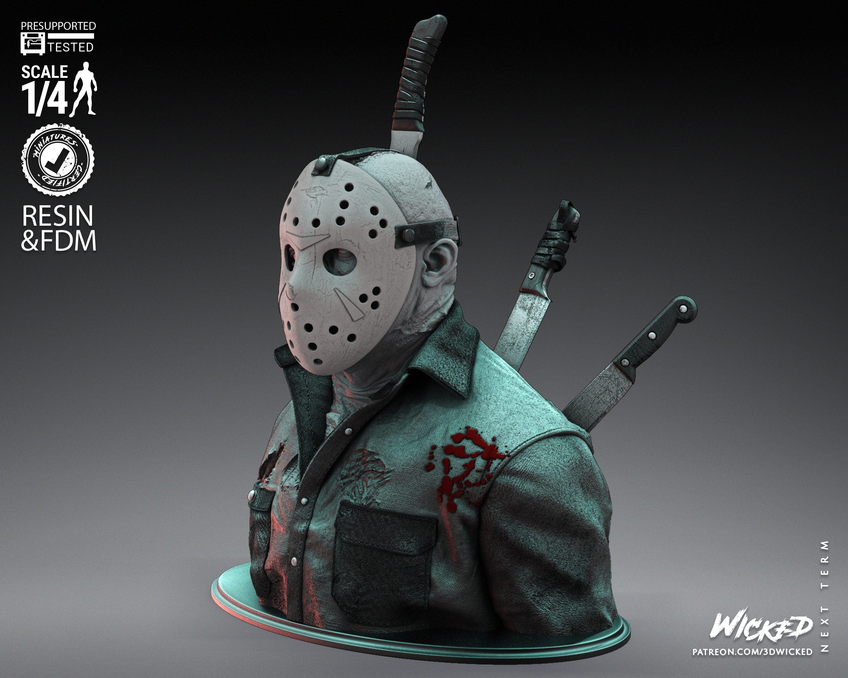 Jason (Fan Art) Bust - 4 or 8 scale (315mm or 158mm) - 3D Print