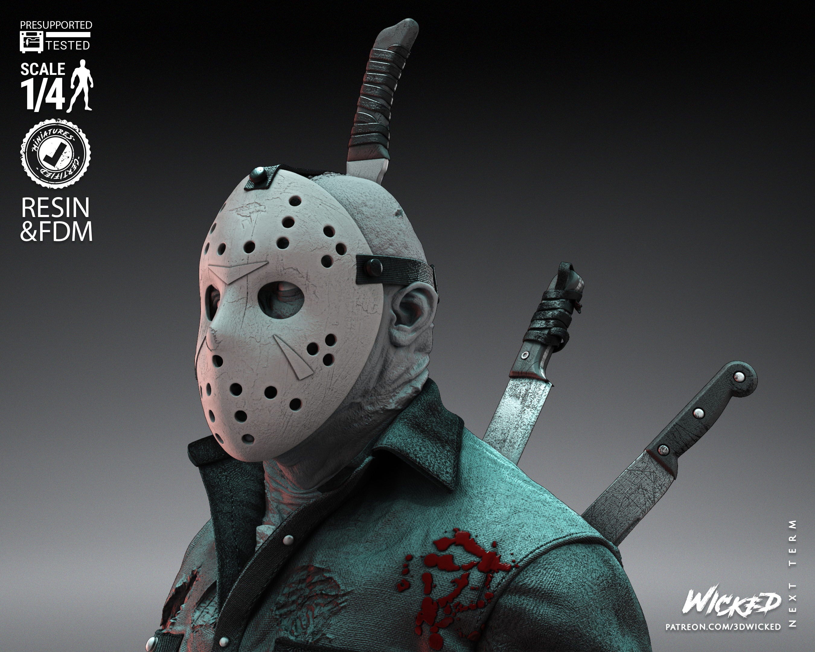 Jason (Fan Art) Bust - 4 or 8 scale (315mm or 158mm) - 3D Print