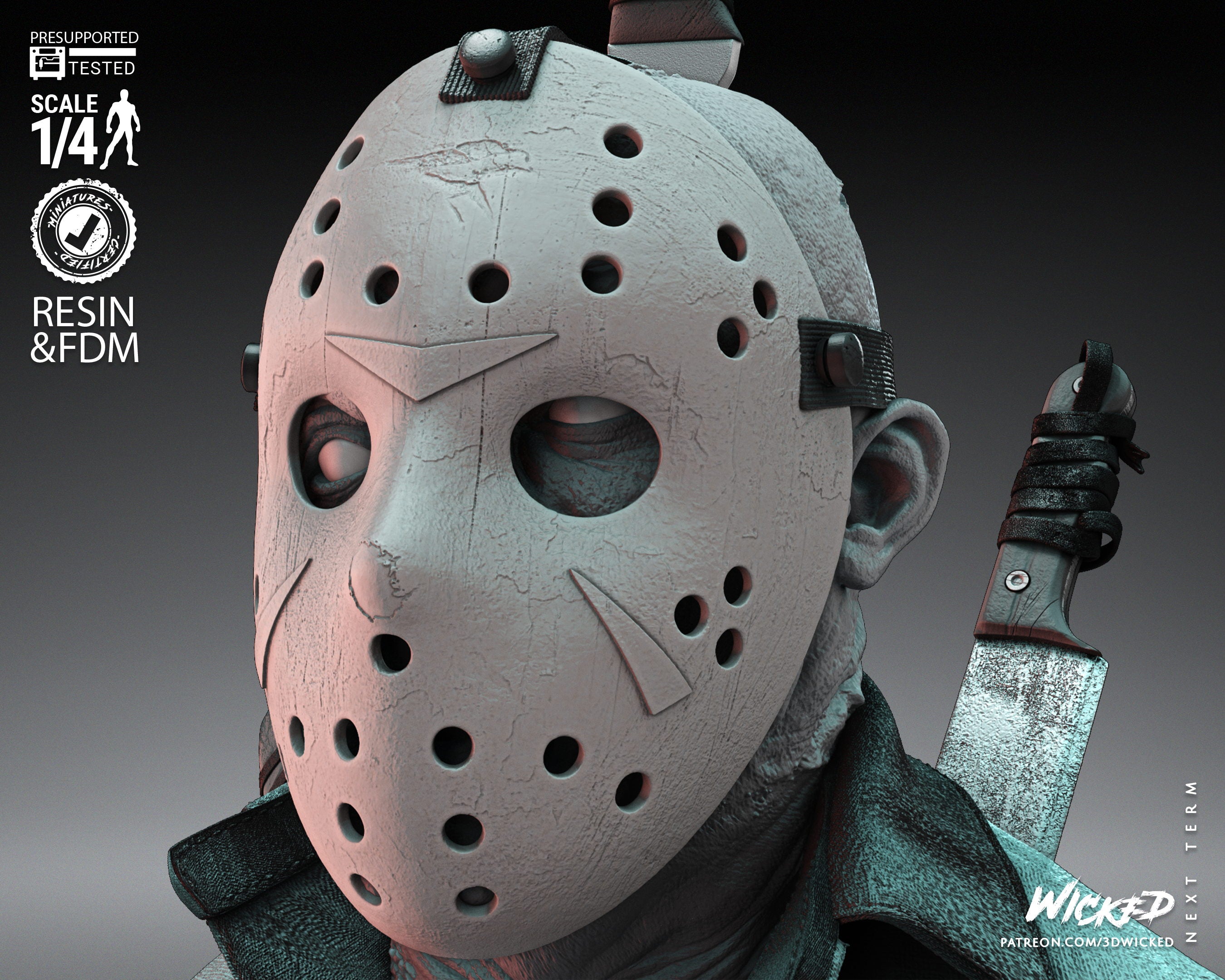 Jason (Fan Art) Bust - 4 or 8 scale (315mm or 158mm) - 3D Print