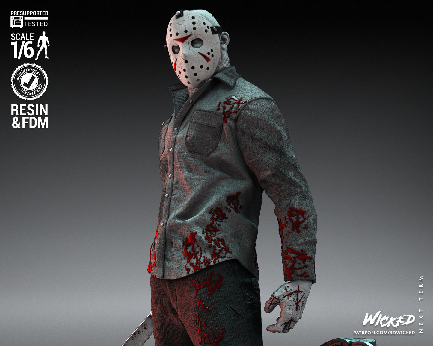 Jason (Fan Art) Sculpture - 6 or 12 scale (440mm or 220mm) - 3D Print