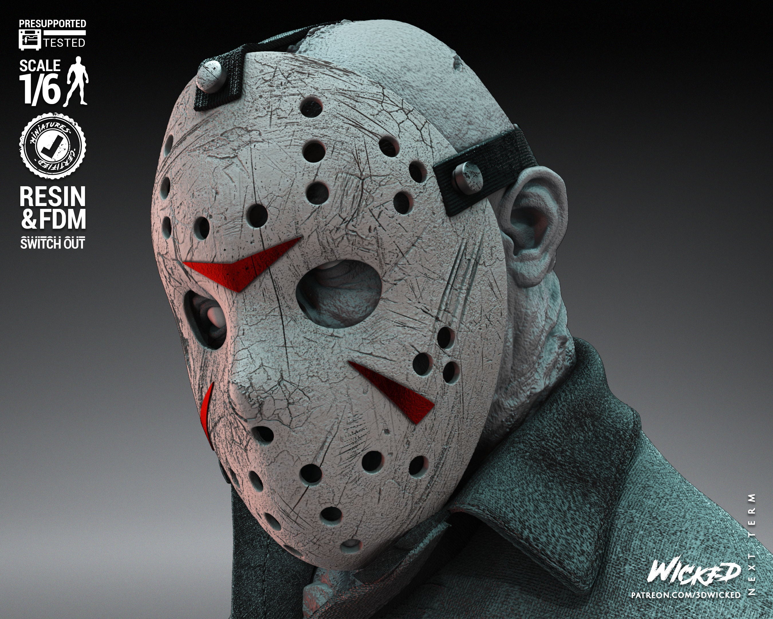 Jason (Fan Art) Sculpture - 6 or 12 scale (440mm or 220mm) - 3D Print