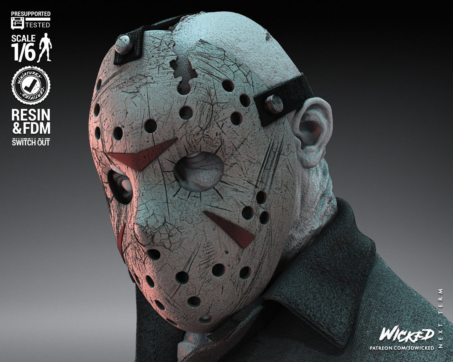 Jason (Fan Art) Sculpture - 6 or 12 scale (440mm or 220mm) - 3D Print
