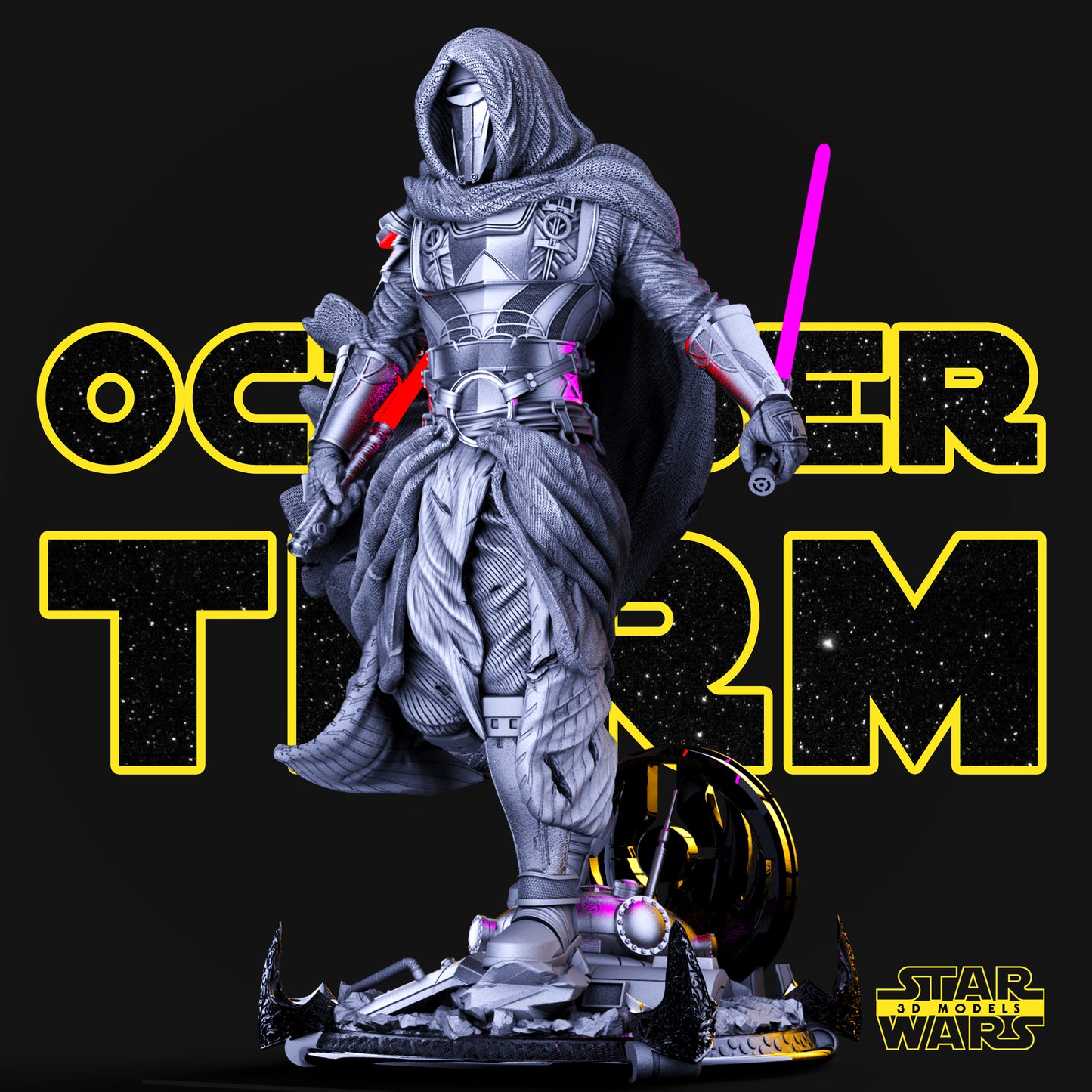 Darth Revan Sculpture (Fan Art) - 1:6 or 1:12 Scale (320mm or 160mm Long) - 3D Printed