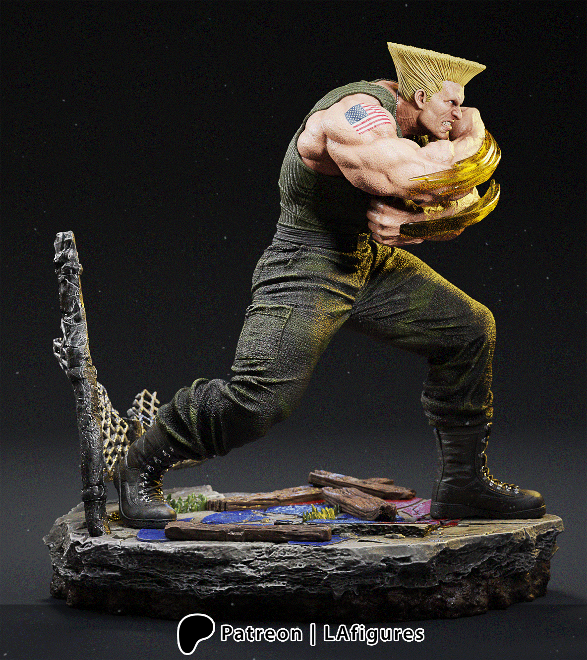 Guile (Street Fighter) Statue - Fan Art 10 scale 3D Print Kit