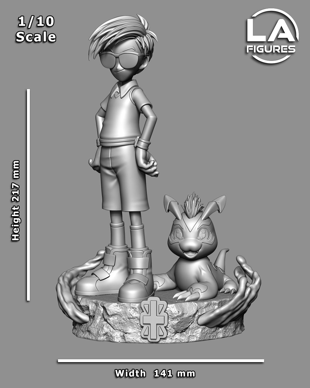 Joe and Gomamon (Digimon) Statue - 217mm - 3D Print Fan Art