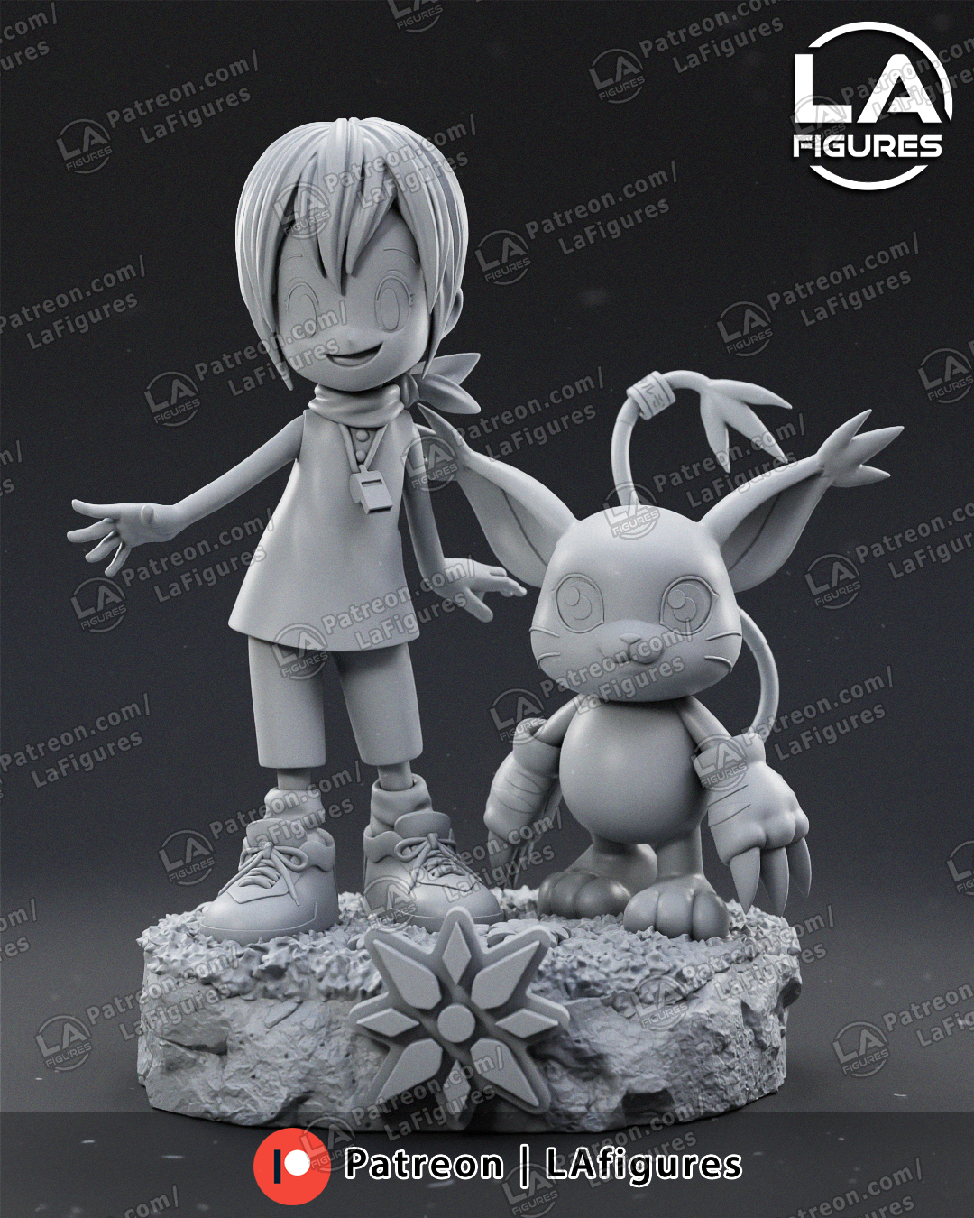 Kari and Tailmon (Digimon) Statue - 142mm - 3D Print Fan Art