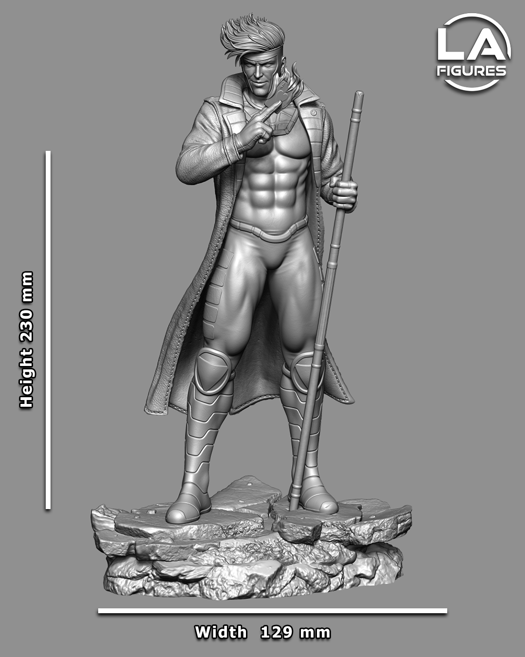 Gambit (X-Men) Statue - Fan Art 6,10 or 12 scale 383mm to 132mm 3D Print