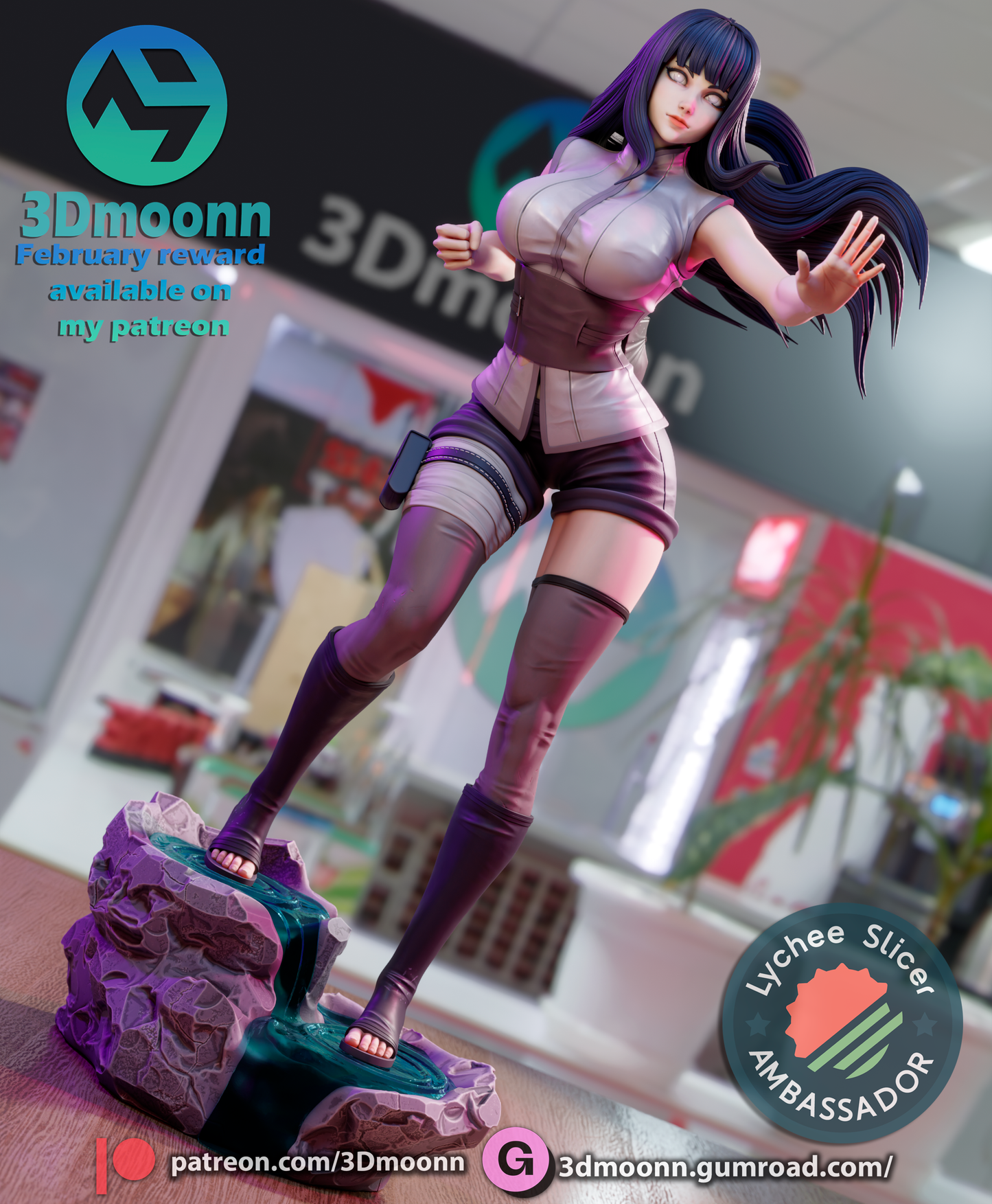 Hinata Hyuga (Naruto) - 3d Printed 1:6 model kit (Fan Art)