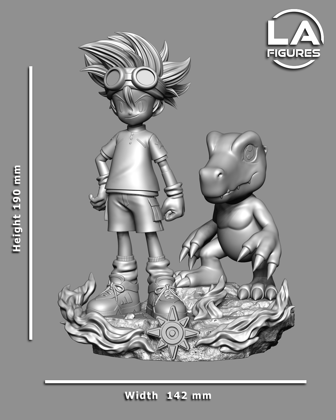 Tai and Agumon(Digimon) Statue - 190mm - 3D Print Fan Art