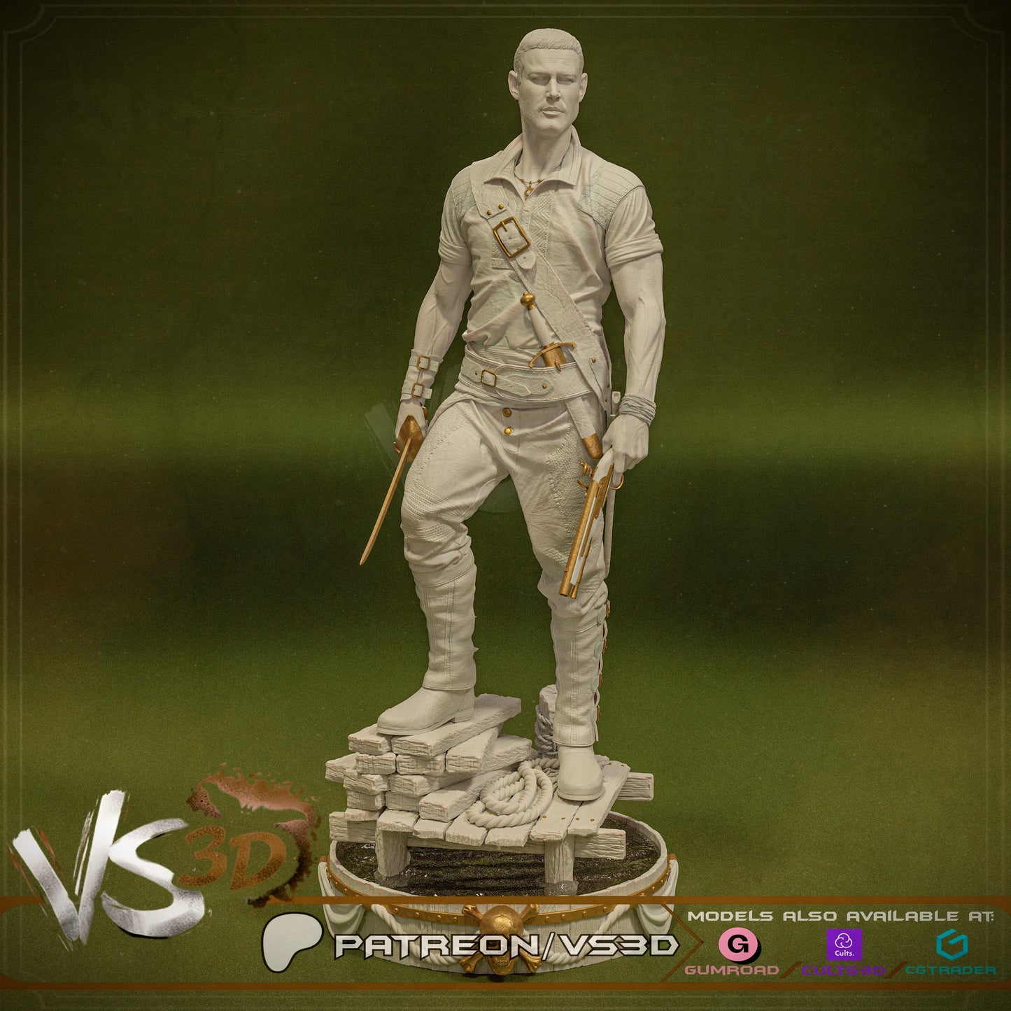 Billy Bones - Black Sails - 3D printed Statue Model Kit