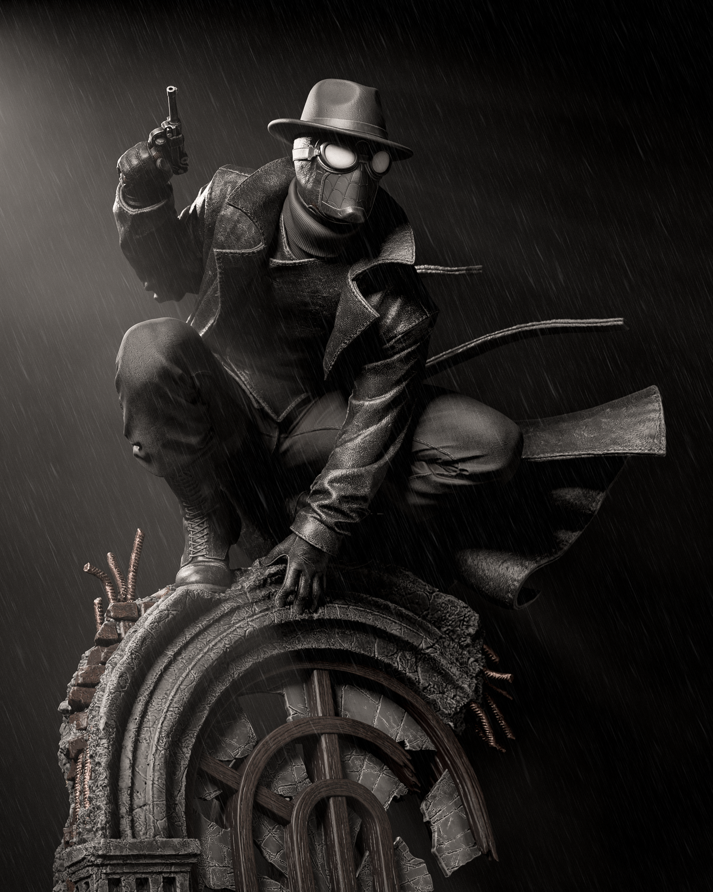 SpiderMan Noir 3D Printed Statue / Bust- 9 and  6 Scale