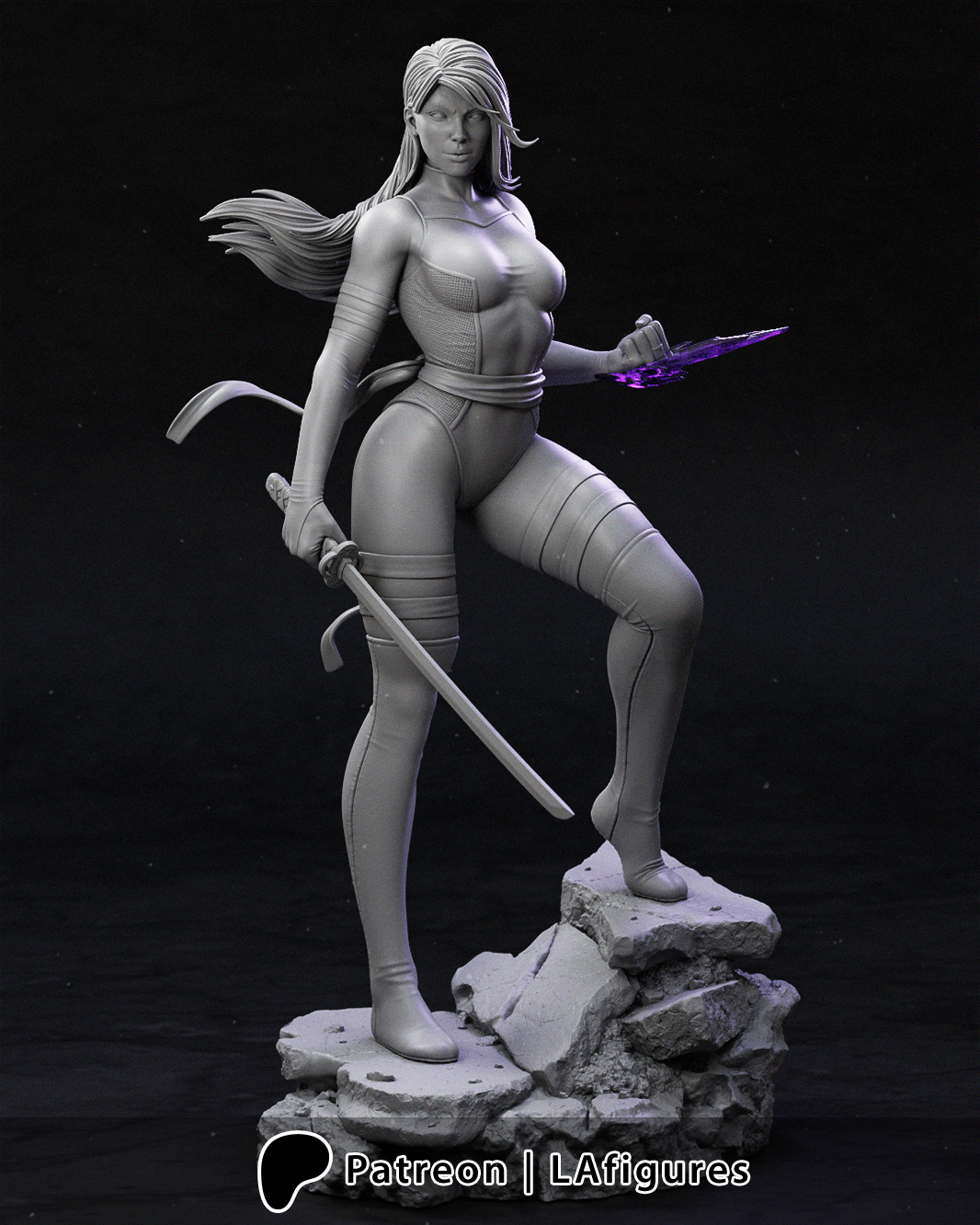 Psylocke (X-Men) Statue - Fan Art 10 or 12 scale (217 or 180mm) 3D Print