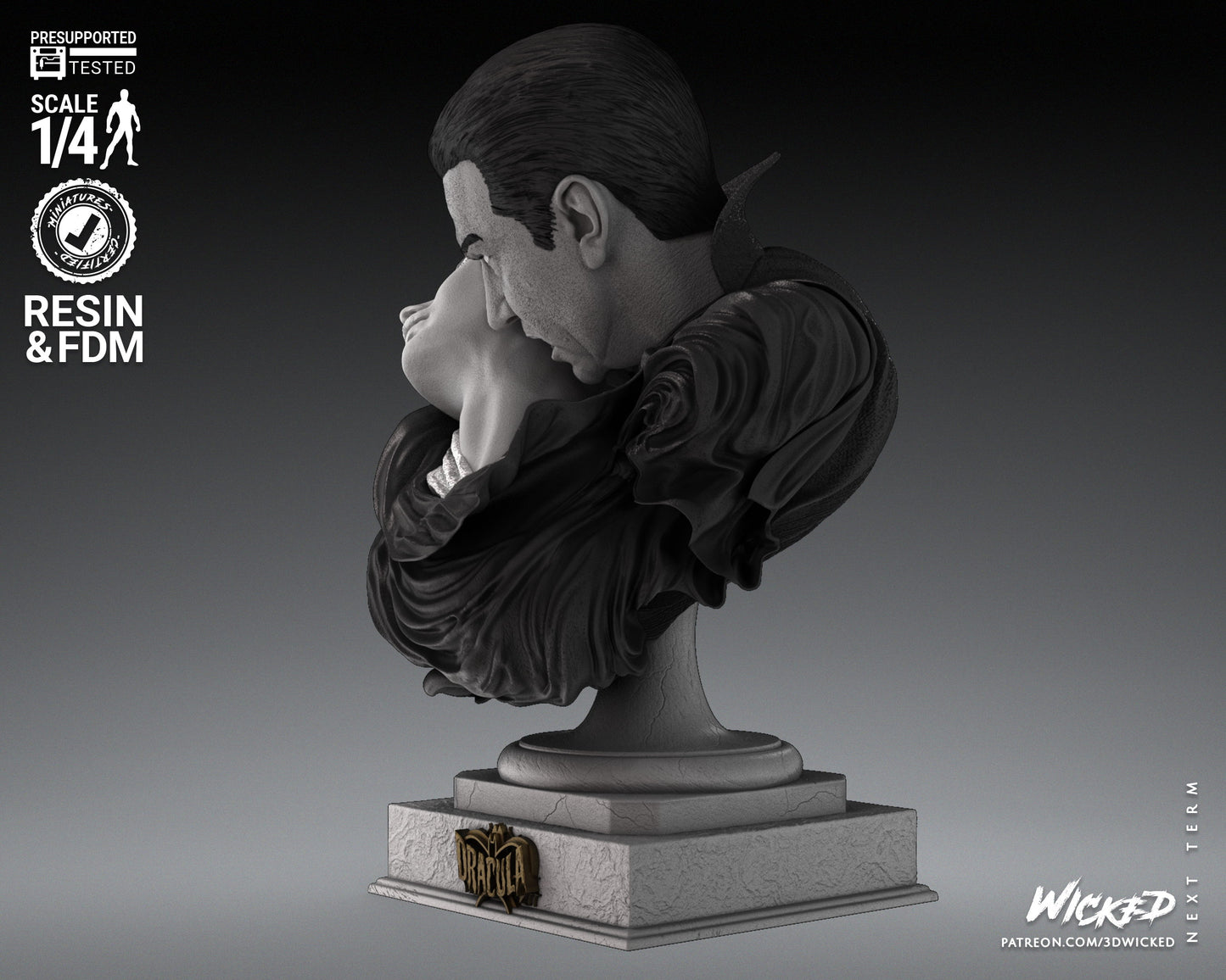 Dracula (Fan Art) BUST - 4 or 8 scale (290mm or 145mm) - 3D Print