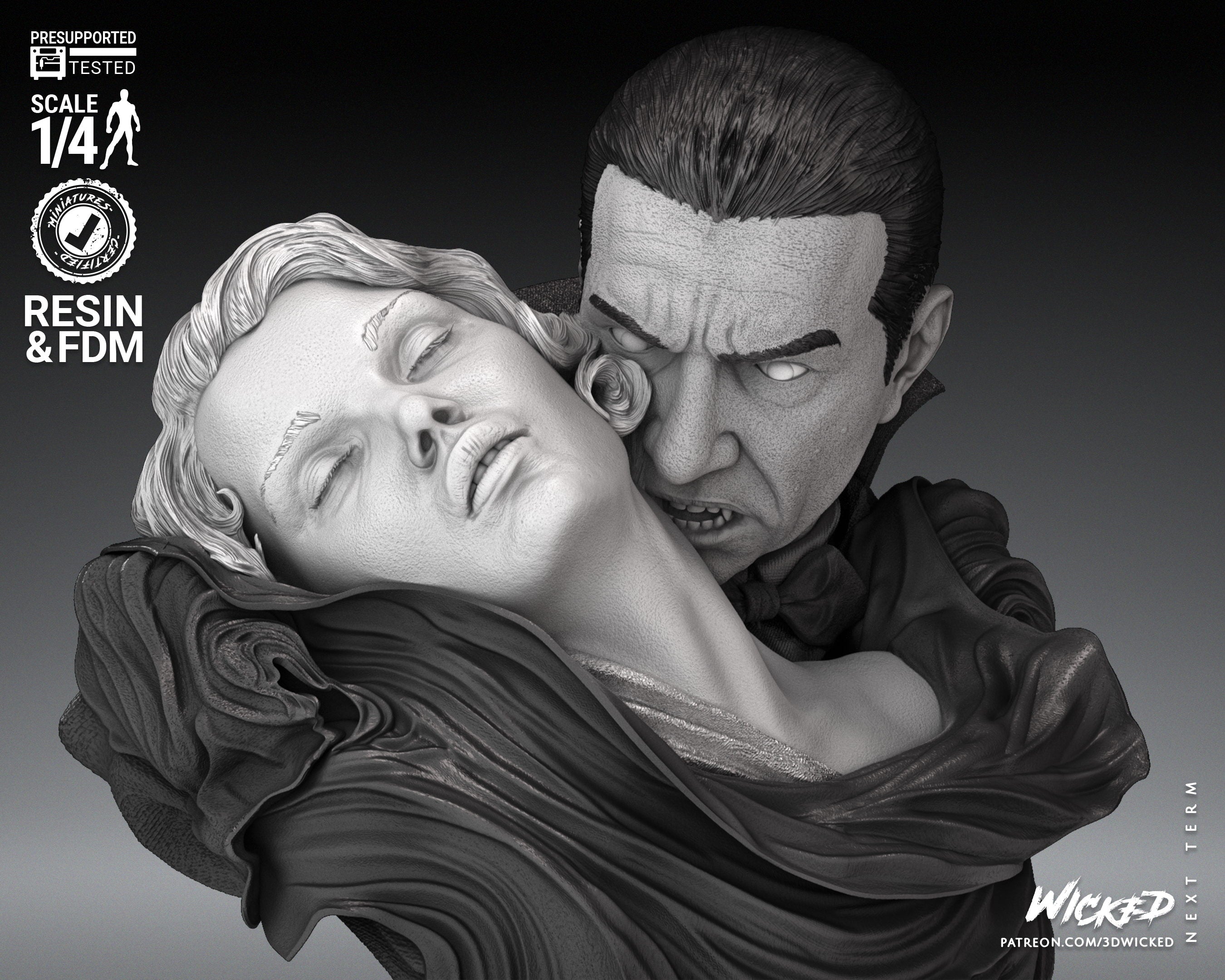 Dracula (Fan Art) BUST - 4 or 8 scale (290mm or 145mm) - 3D Print