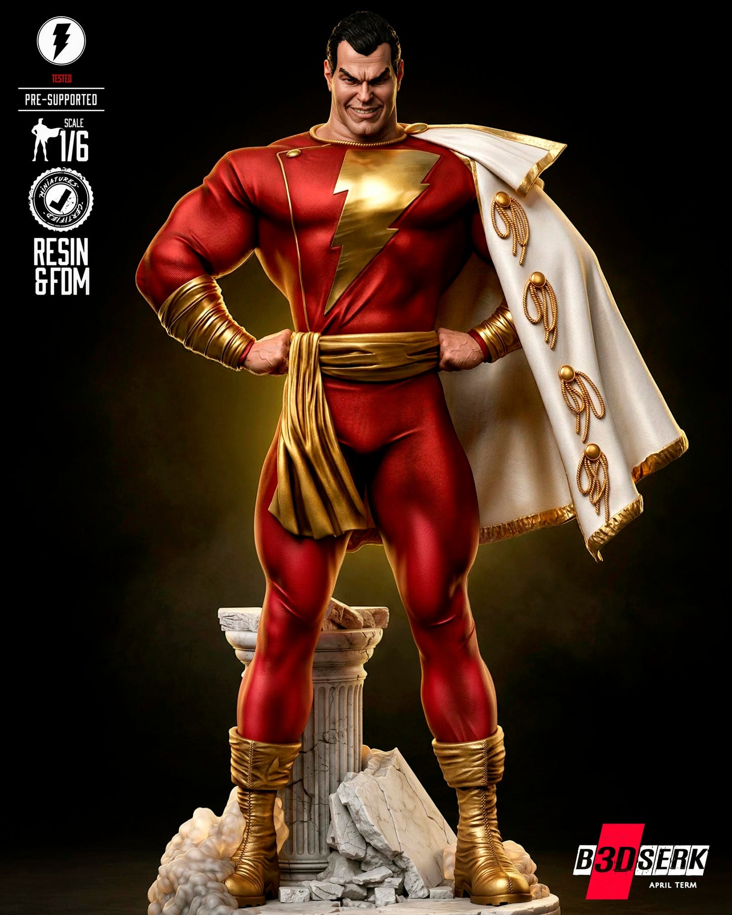 Shazam (Statue) 3D Model Kit - 6 or 12 scale (Fan Art)