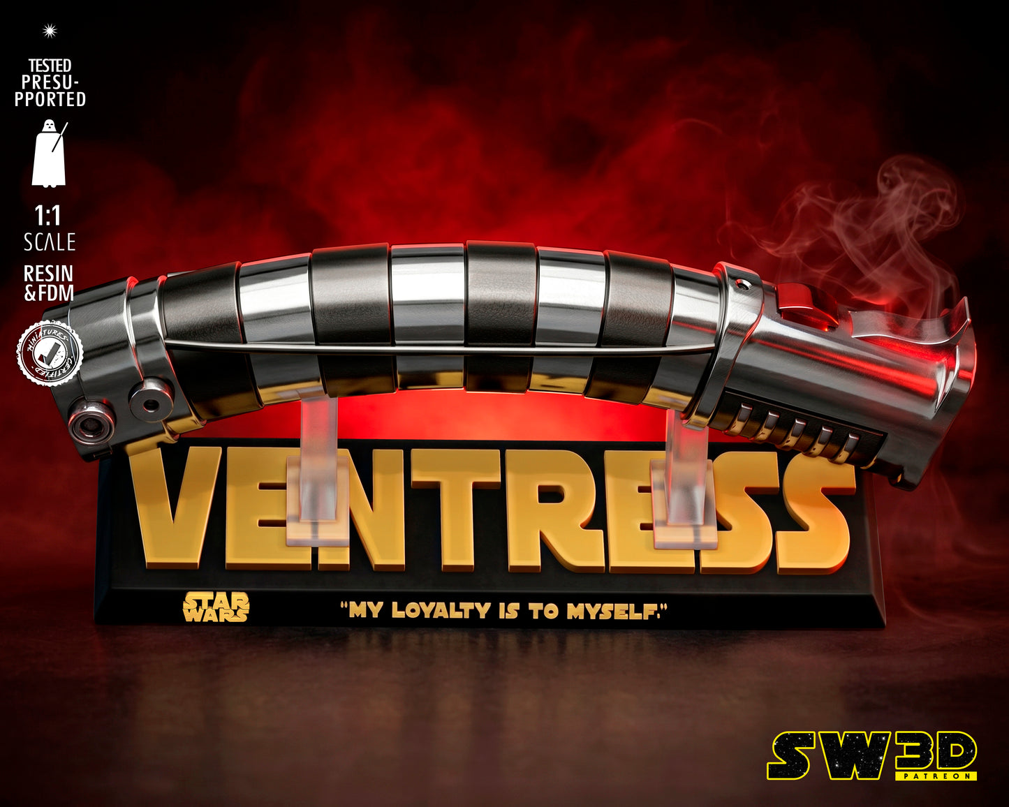 Asajj Ventress Lightsaber (Star Wars) - 3D printed model kit (Fan Art)
