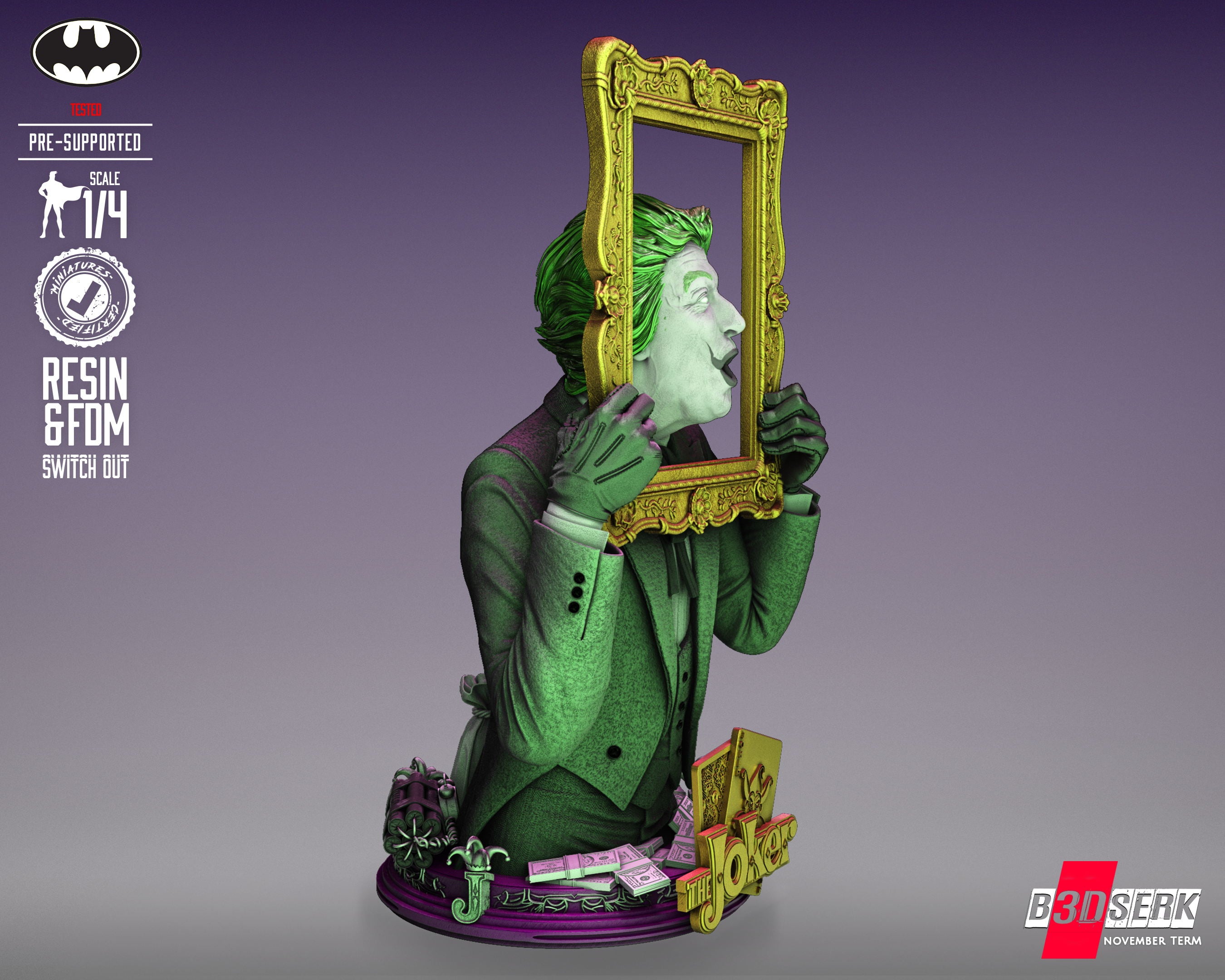 Batman - Joker 60s Cesar Romero 3d Print -Bust - Unpainted model kit