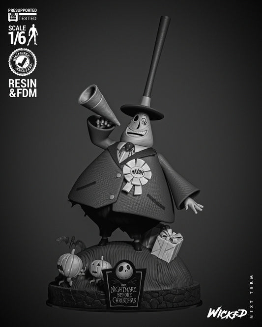 Mayor - Nightmare before Christmas - 3d Printed Statue - 6 / 12 scale model kit