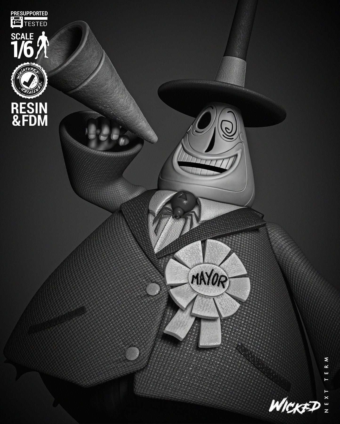 Mayor - Nightmare before Christmas - 3d Printed Statue - 6 / 12 scale model kit