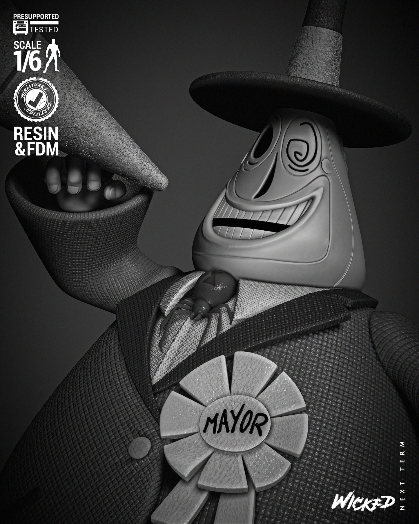 Mayor - Nightmare before Christmas - 3d Printed Statue - 6 / 12 scale model kit