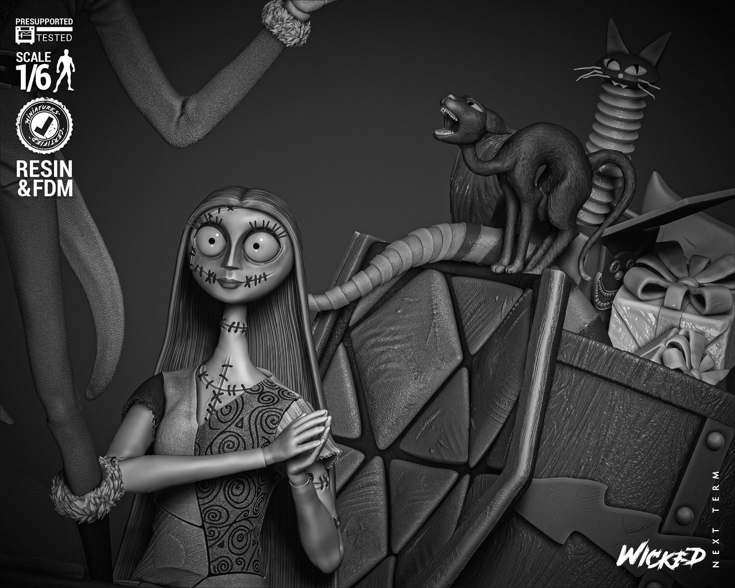 Jack Skellington & Sally Diorama - Nightmare before Christmas - 3d Printed Statue