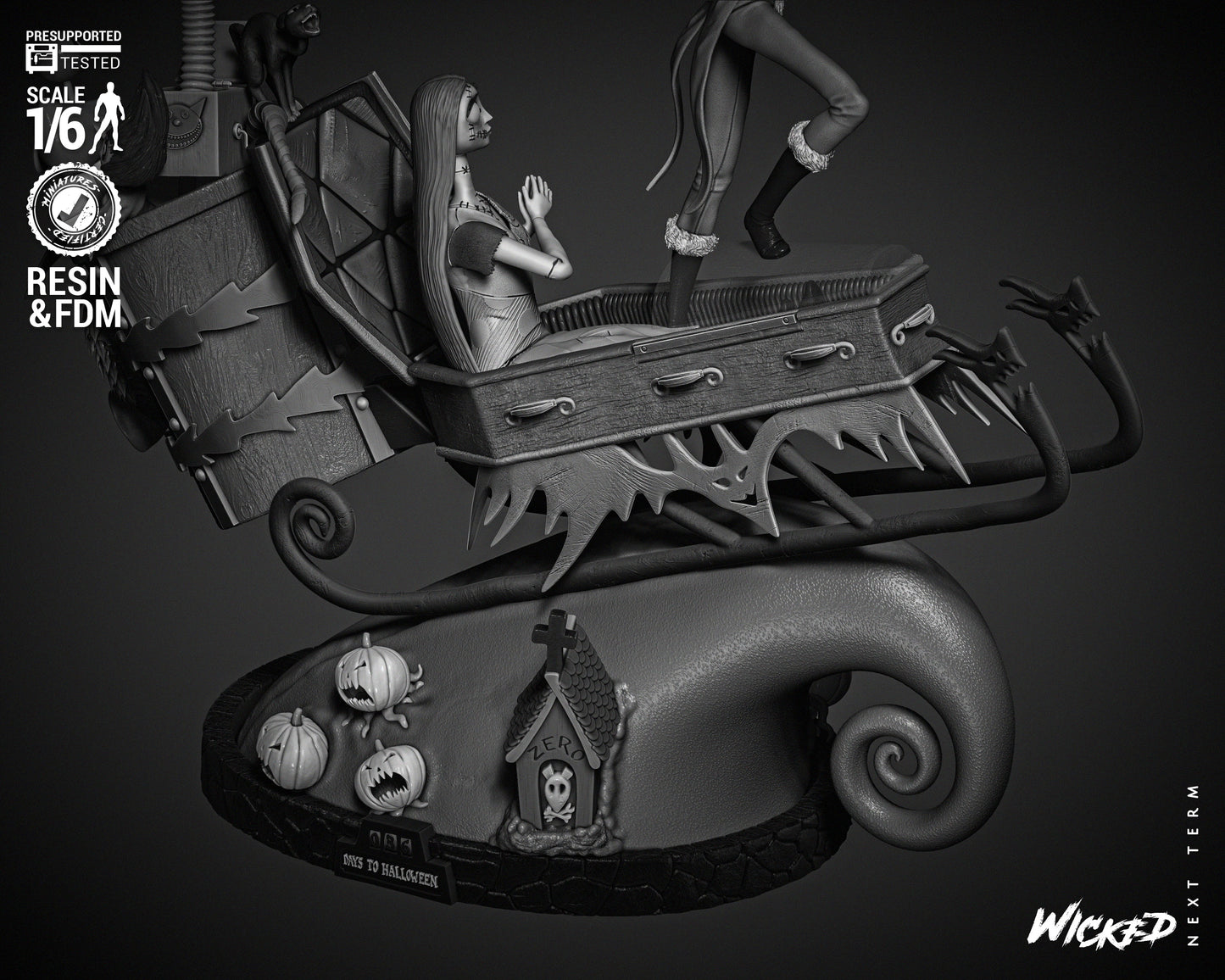 Jack Skellington & Sally Diorama - Nightmare before Christmas - 3d Printed Statue