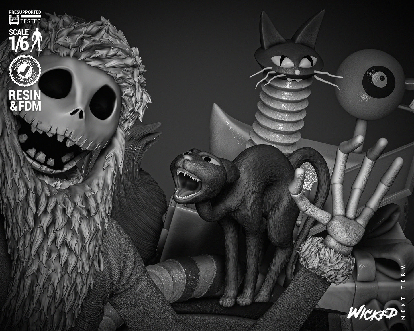 Jack Skellington & Sally Diorama - Nightmare before Christmas - 3d Printed Statue