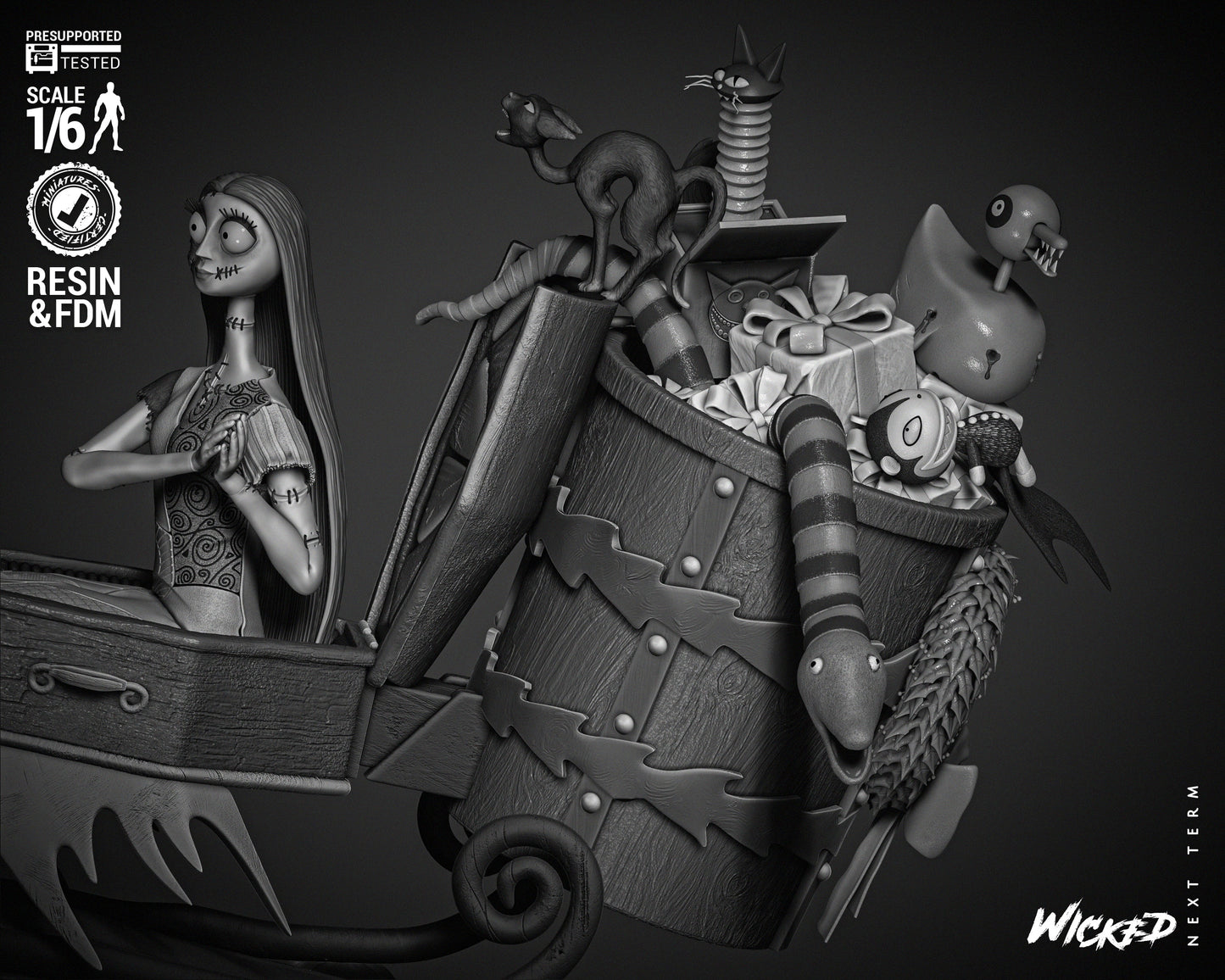 Jack Skellington & Sally Diorama - Nightmare before Christmas - 3d Printed Statue