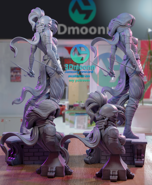 Elektra-3D printed Statue Model Kit - Unpainted and Unassembled