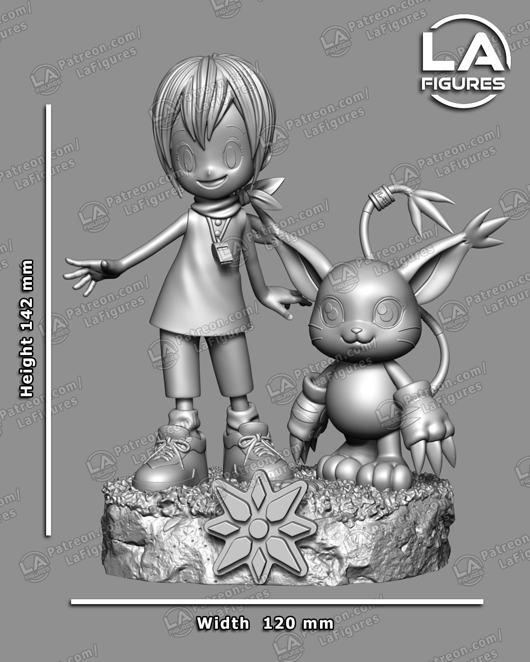 Kari and Tailmon (Digimon) Statue - 142mm - 3D Print Fan Art