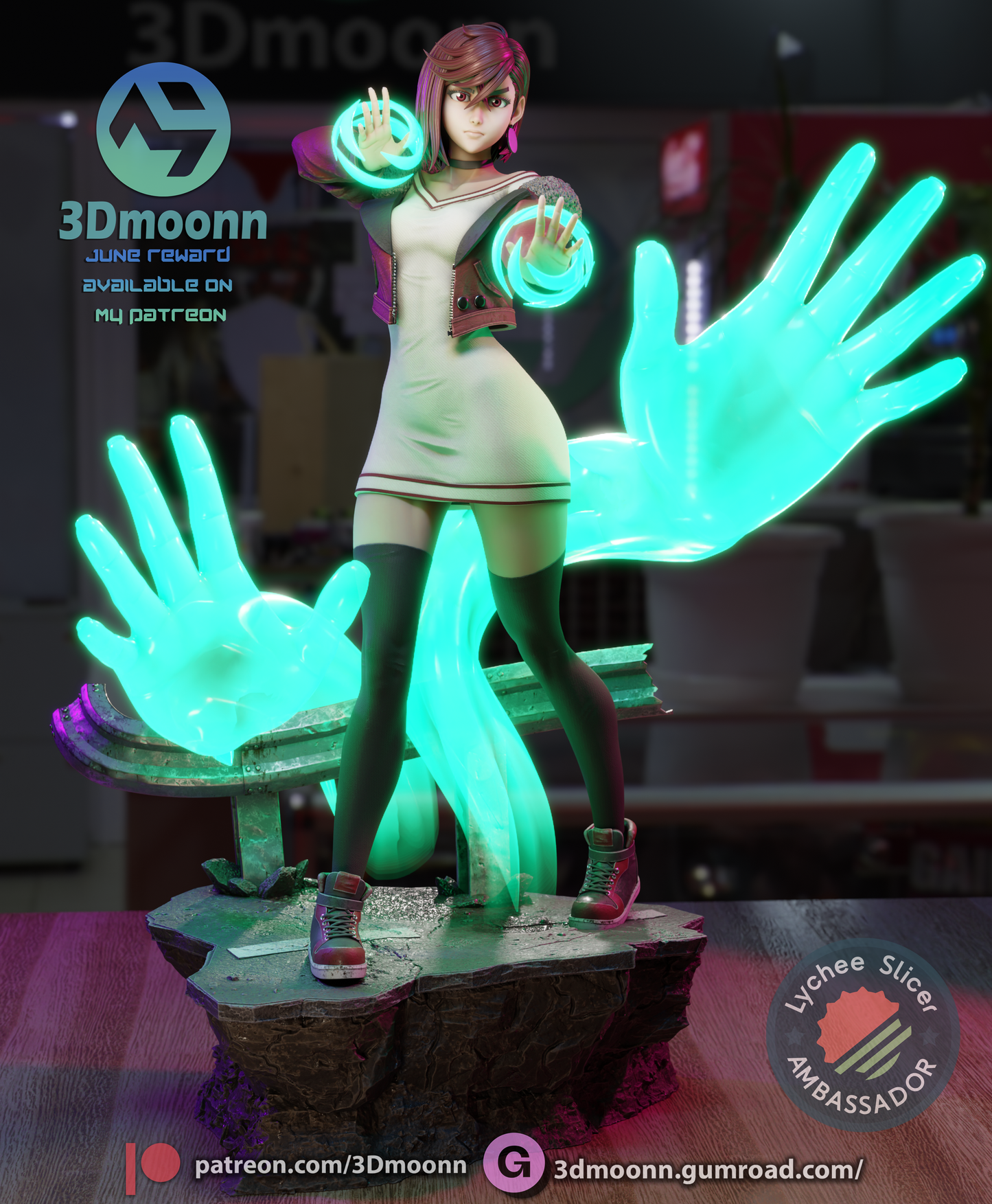 Momo Ayase (Dandadan) - 3d Printed 1:6 model kit (Fan Art)