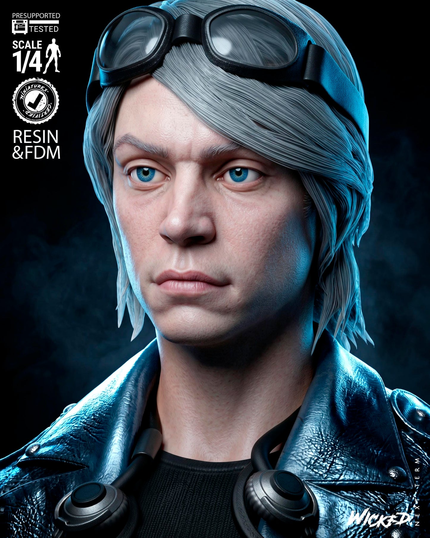 Quicksilver (Peter Maximoff) Bust -3d Printed Model Kit - Fan Art