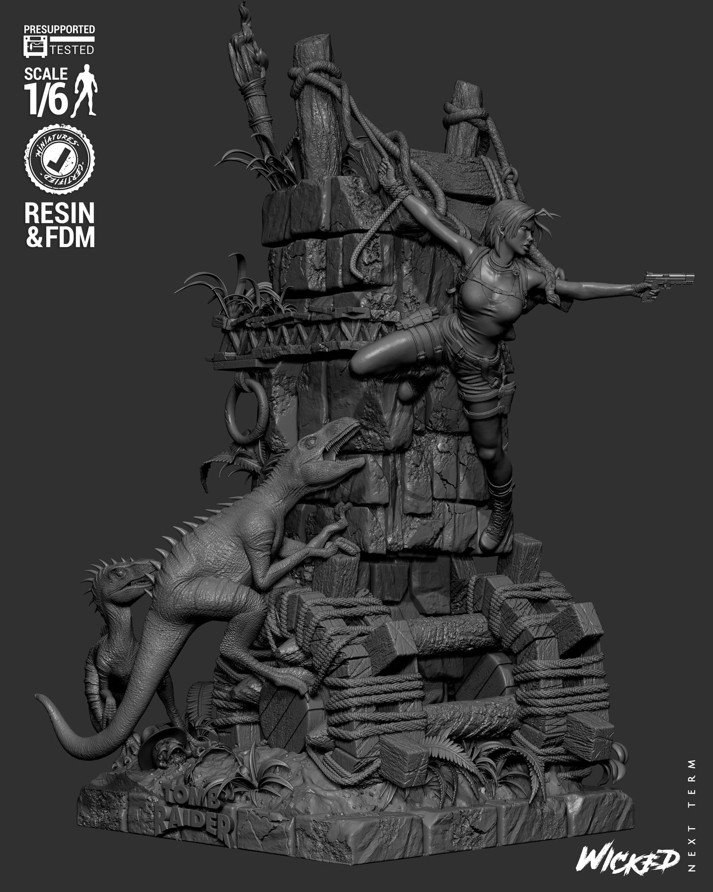 Lara Croft (Fan Art) Sculpt - 1:6 and 1:12 scale 3d Printed Model Kit