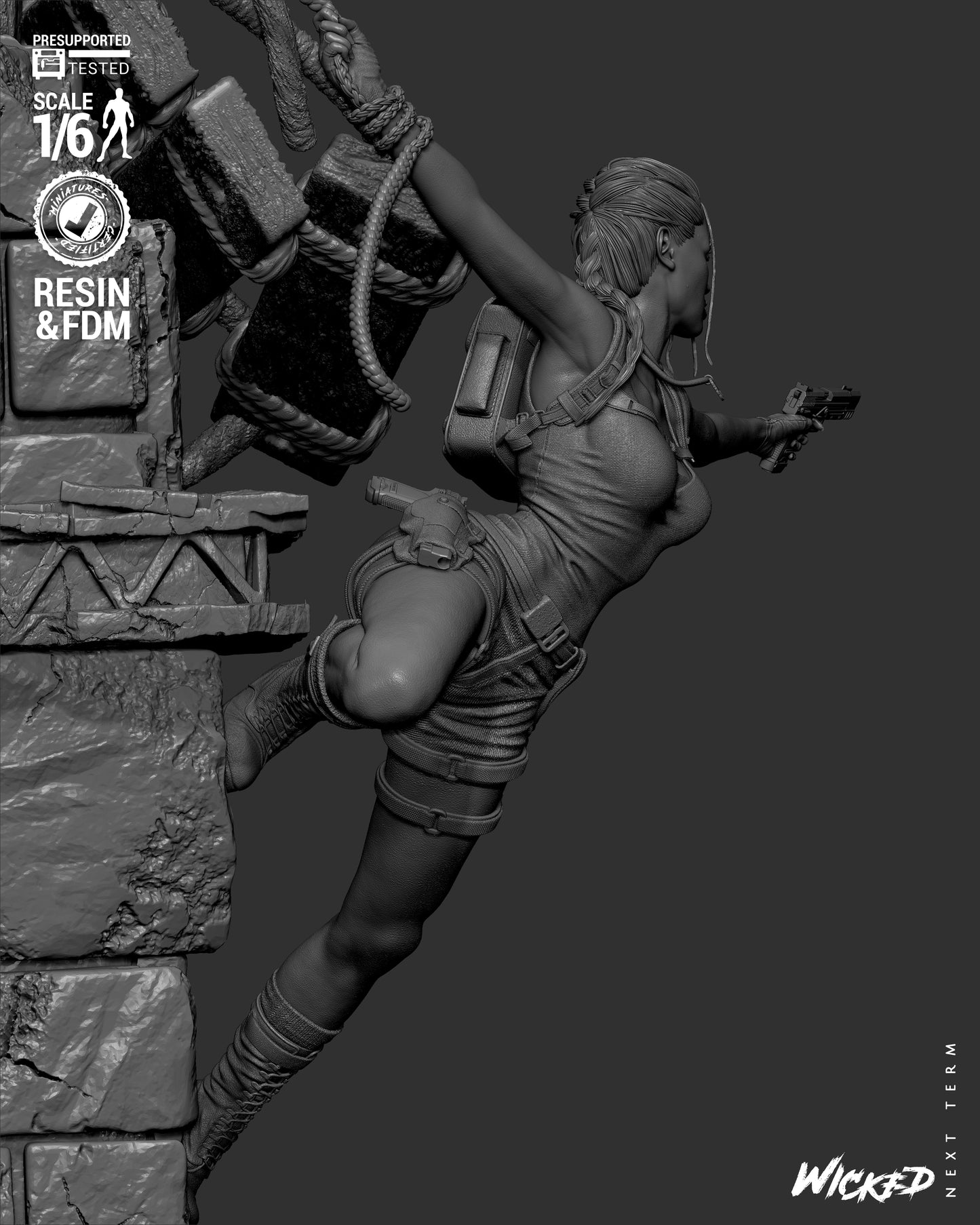 Lara Croft (Fan Art) Sculpt - 1:6 and 1:12 scale 3d Printed Model Kit
