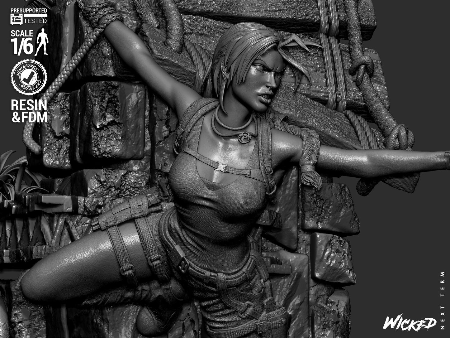 Lara Croft (Fan Art) Sculpt - 1:6 and 1:12 scale 3d Printed Model Kit