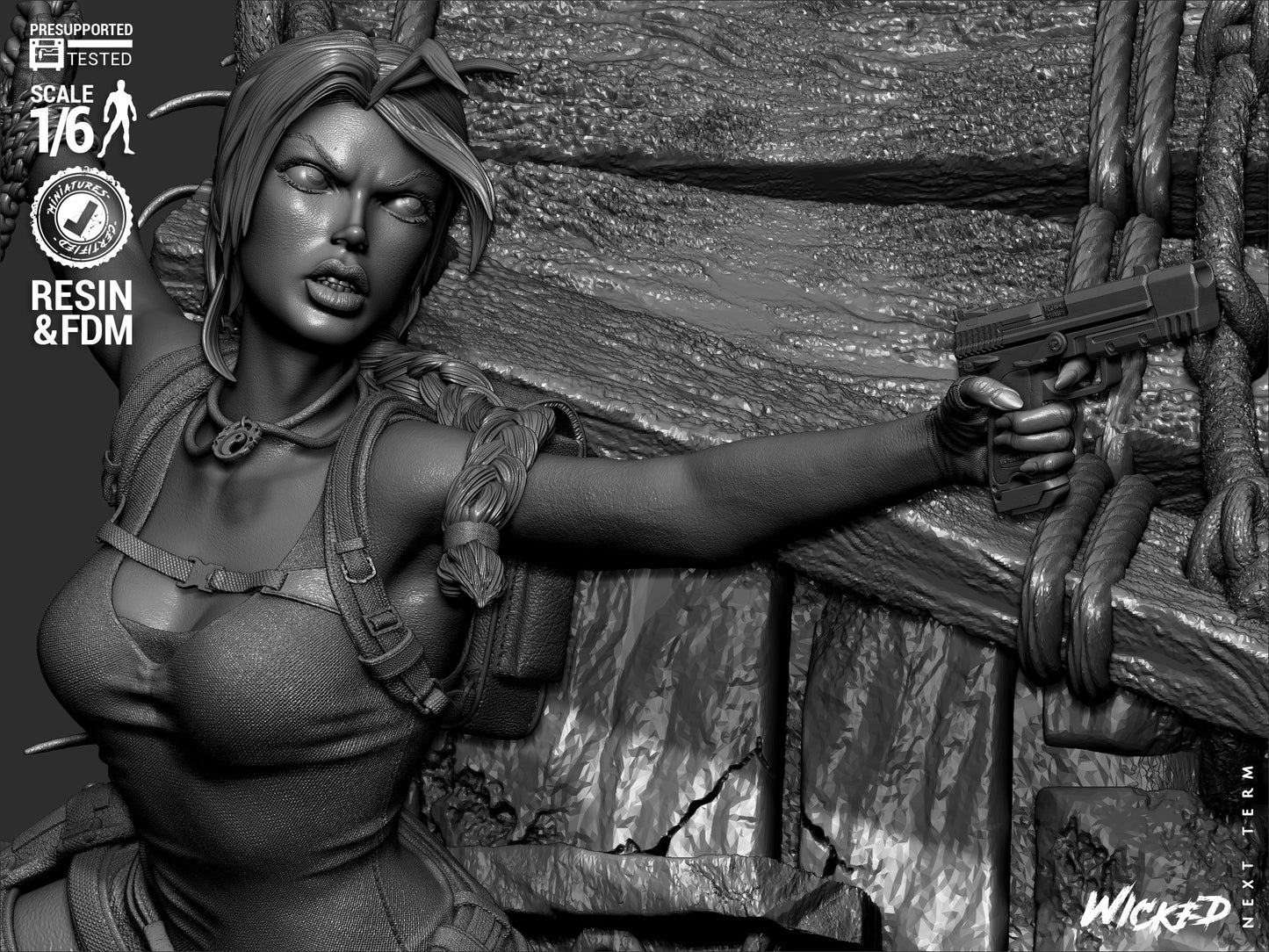 Lara Croft (Fan Art) Sculpt - 1:6 and 1:12 scale 3d Printed Model Kit