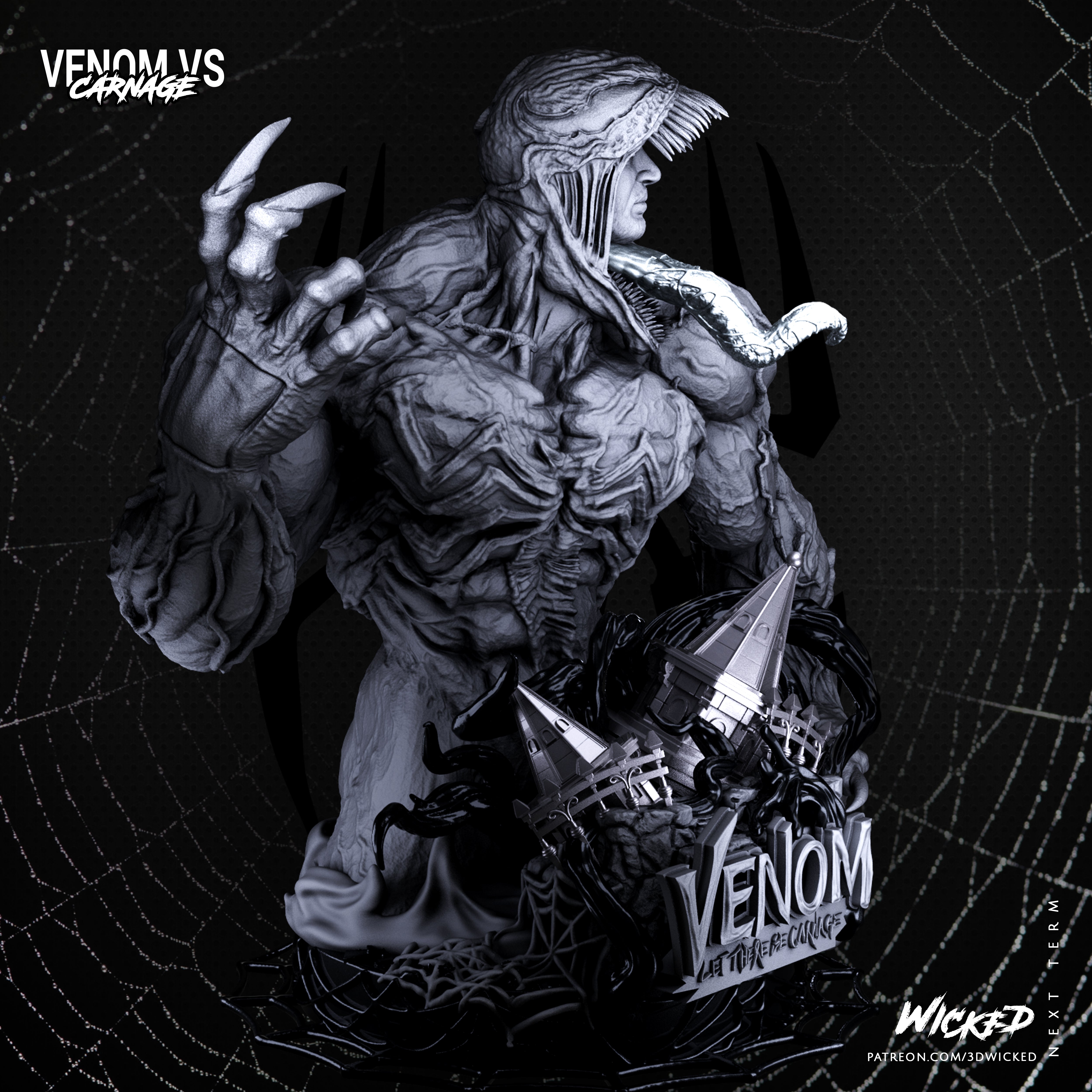 Venom (Fan Art) Bust - 4 or 8 scale (280mm or 140mm) - 3D Print