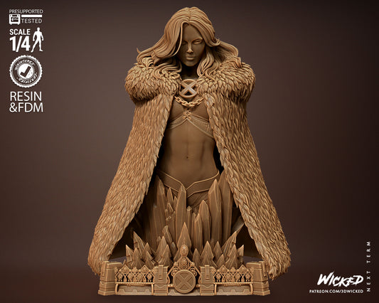 Emma Frost Snow Queen Bust - 4 or 8 scale (300mm or 150mm) 3D Print Kit Fan Art