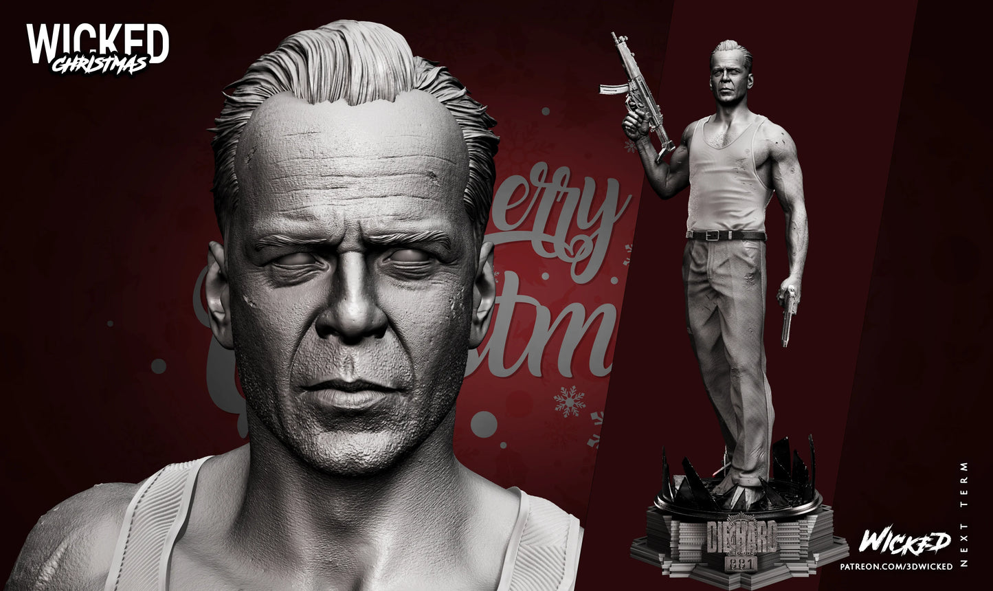 Die Hard - John McClane - Bruce Willis 3d printed - 1:6 Scale 350mm (Fan Art)