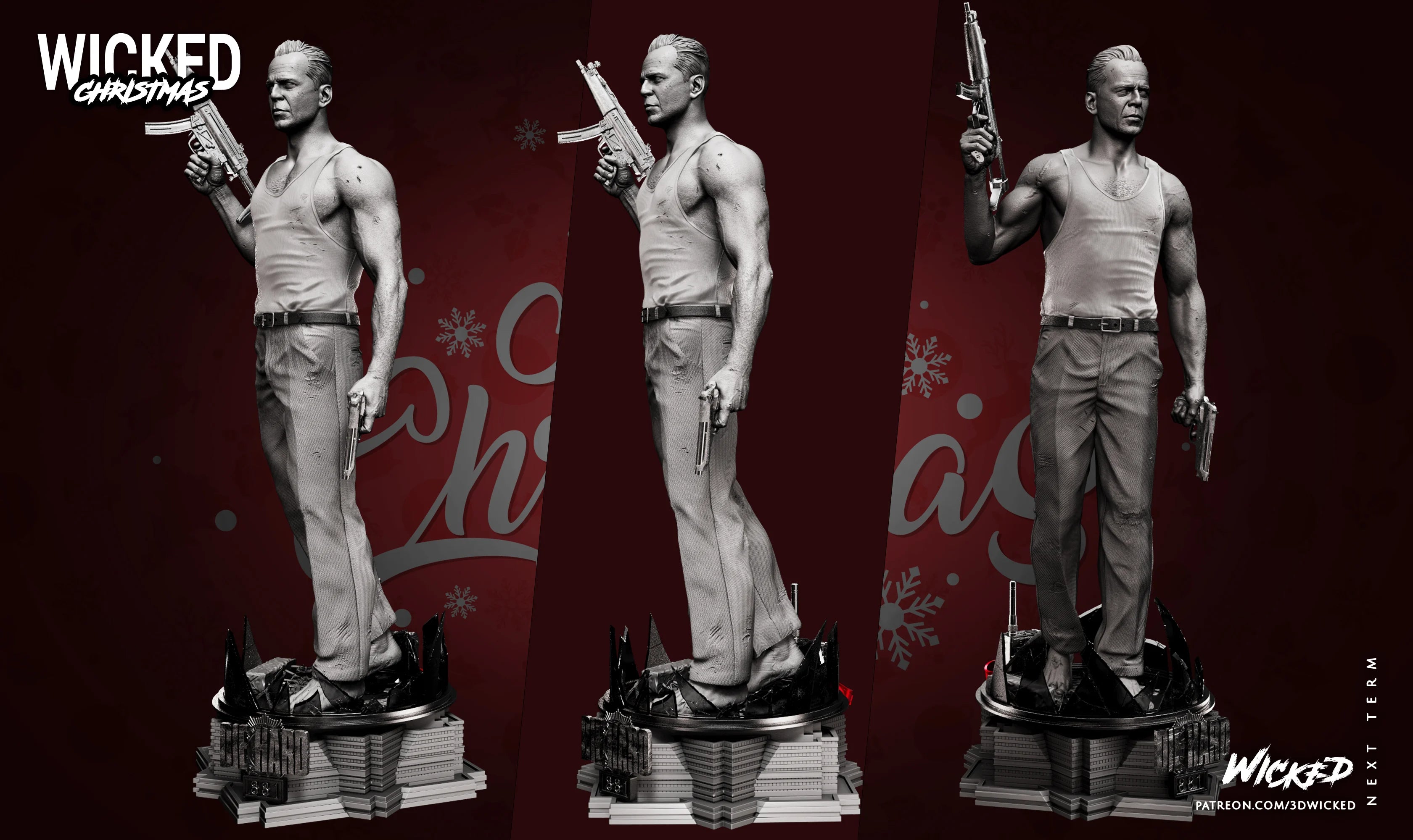 Die Hard - John McClane - Bruce Willis 3d printed - 1:6 Scale 350mm (Fan Art)