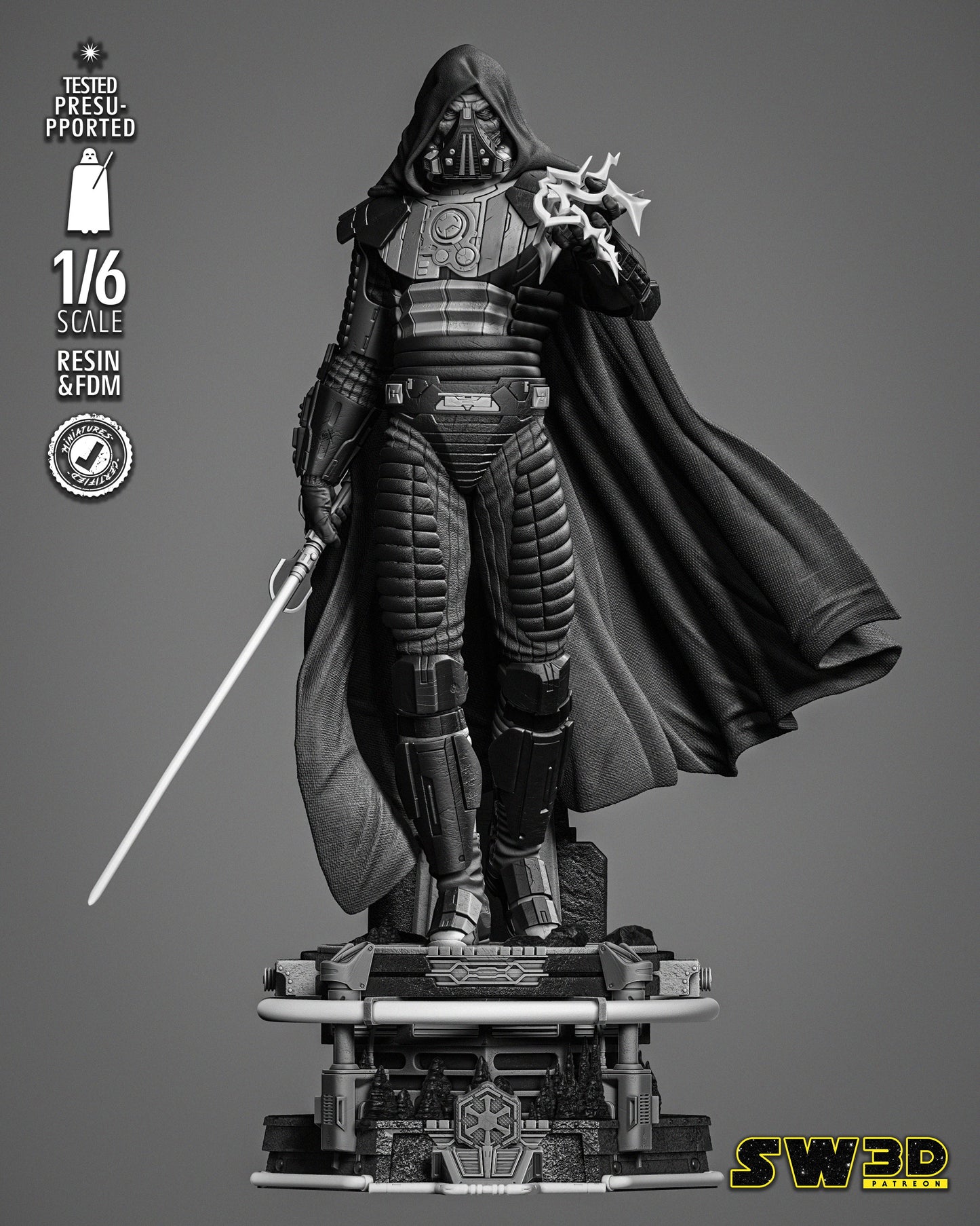 Darth Malgus Sculpture (Star Wars) Fan Art - 6th or 12th scale - 3D Printed