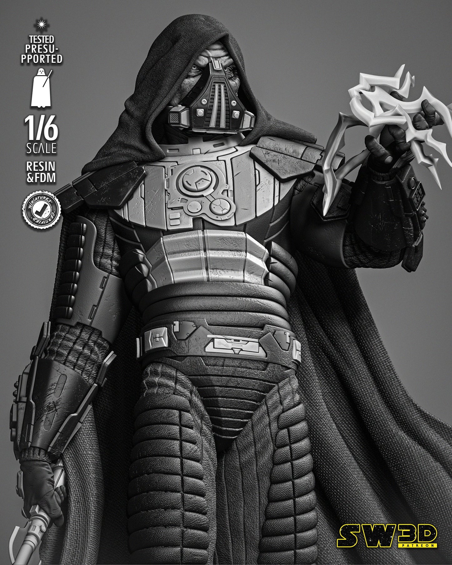 Darth Malgus Sculpture (Star Wars) Fan Art - 6th or 12th scale - 3D Printed